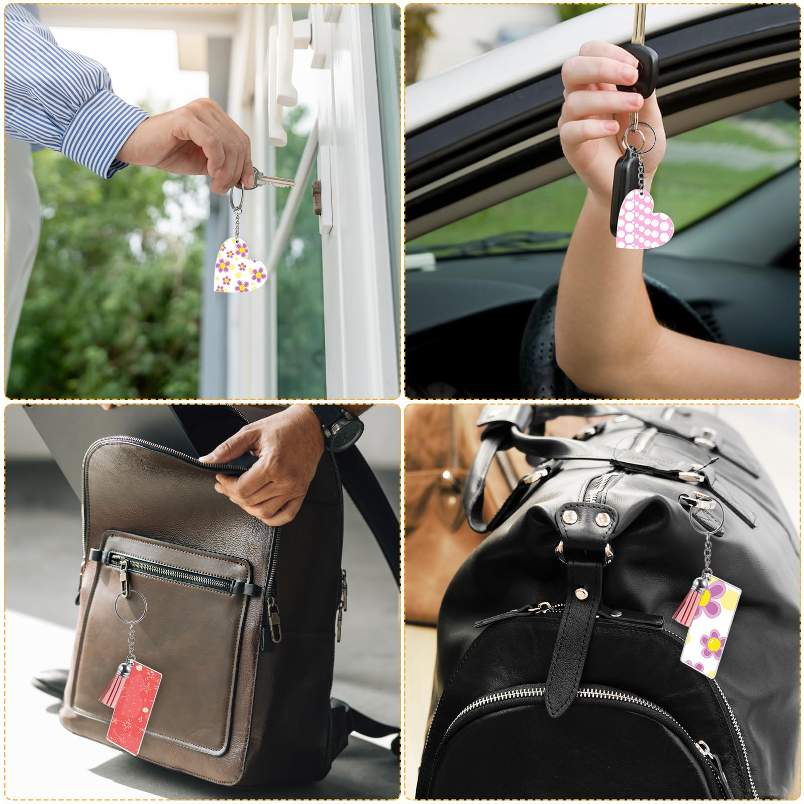HAC24 Set 2 Portachiavi In Acrilico Personalizzabili – Formato Cuore E Quadrato – Ideali Per Foto E Regali Fai Da Te - 2