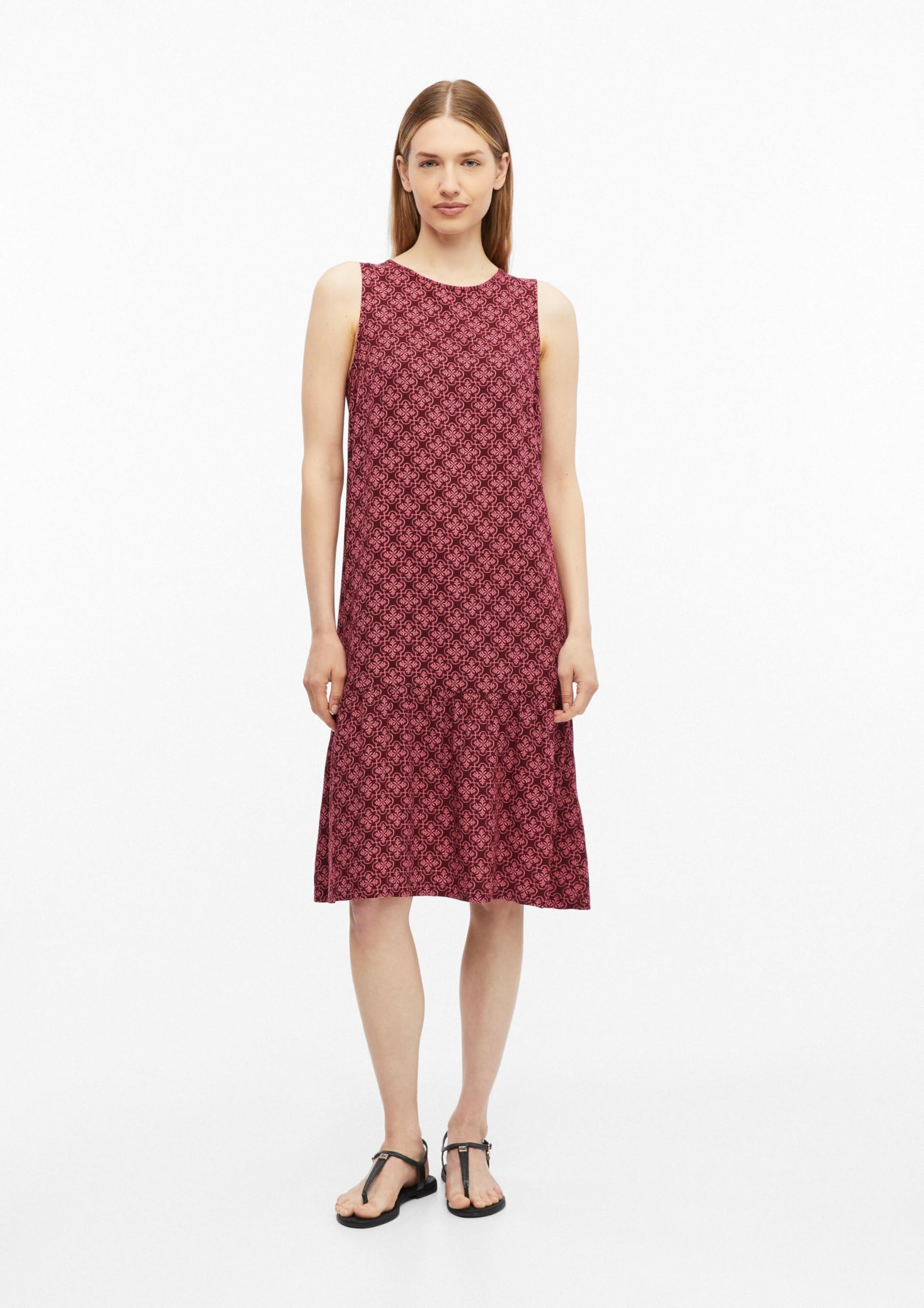 s.Oliver Damen Kleid – Ärmellos, Viskose, Allover-Print, Regular Fit, Midi-Länge
