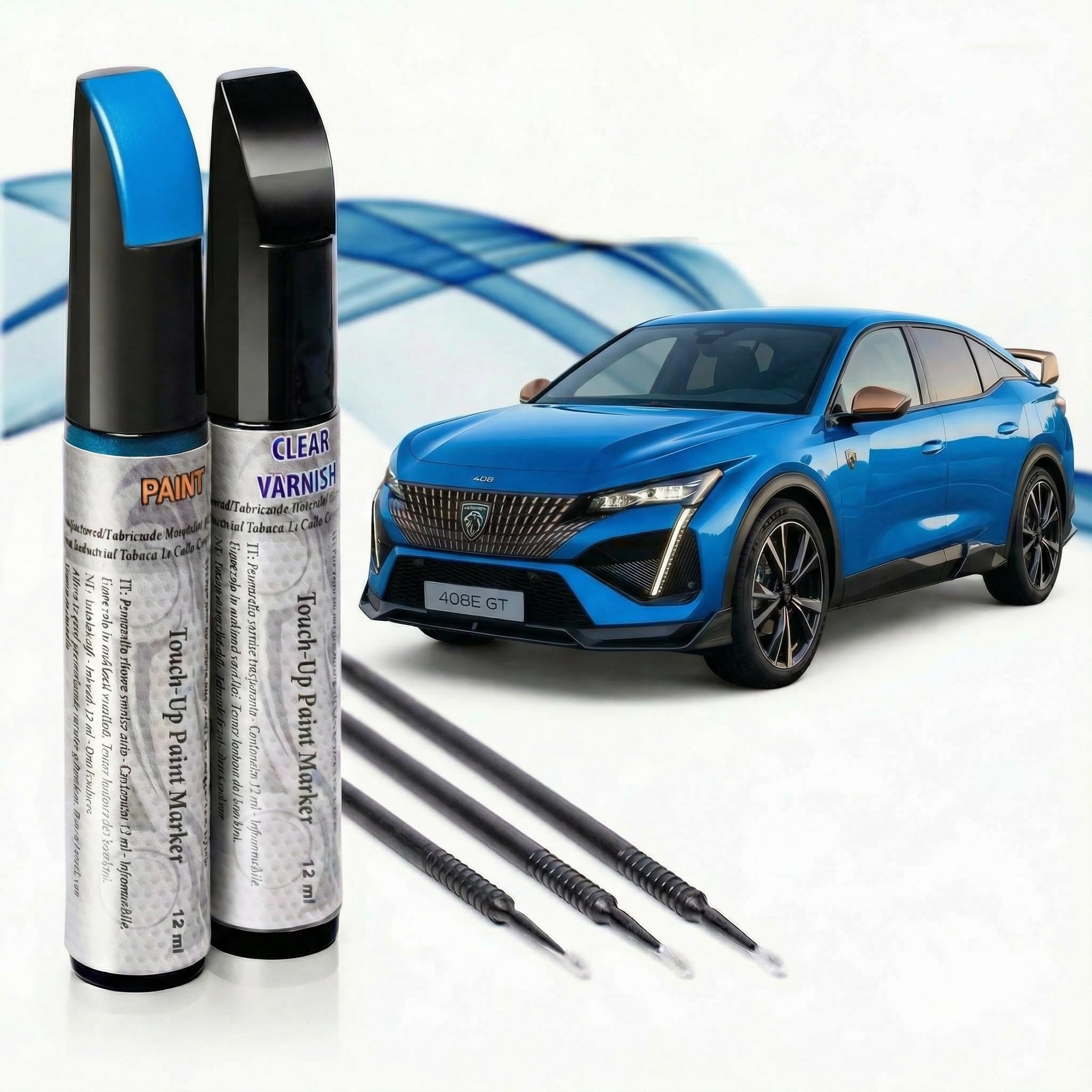 Reparador de Arañazos para Coche, Lápiz de Retoque para Automóvil, Bolígrafo Reparaarañazos, Rotulador de Reparación, 2 Piezas de Pintura de Retoque Peugeot con Base + Laca. (EVL GRIS PLATINIUM) — view 4