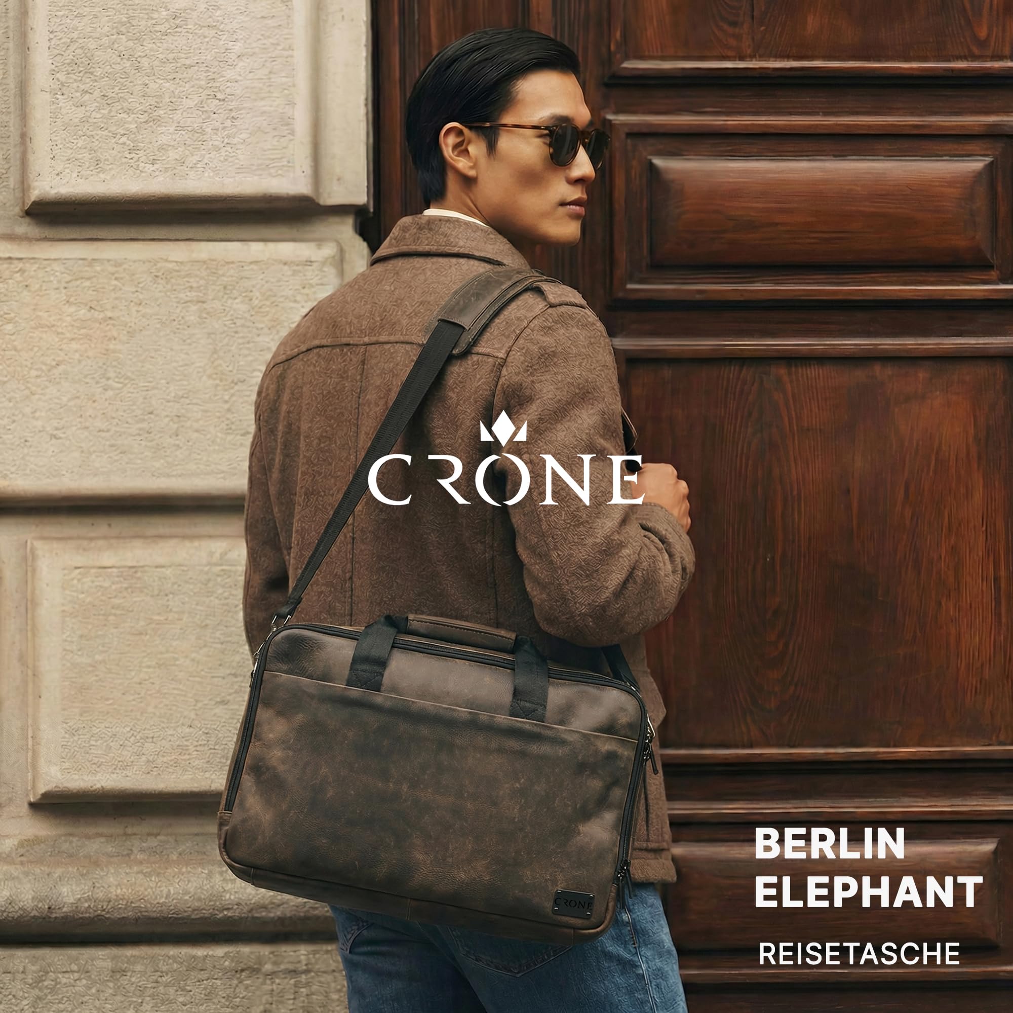 Crone Berlin Weekender Herren Reisetasche aus Echtleder, Umhängetaschen für Business & Wochenendtrip, Sporttasche, Handgepäck