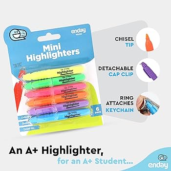 Amazon.co.jp: Enday 蛍光ペン アソートカラー ミニカラー蛍光
