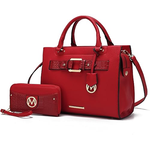 MKF Collection Crossbody Tote Bag for Women & Wristlet Wallet Purse Set – PU Leather Top-Handle Satchel Shoulder Handbag