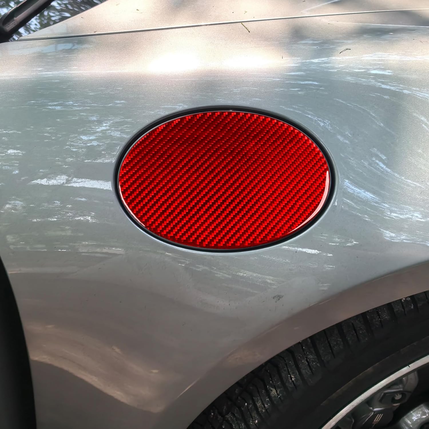 Carbon Fiber Frame Cover Trim Sticker Accessories Decoration Compatible with Porsche 992 2019-2025 (Red, Fuel Tank Gas Filler Lid Door Cap 36)