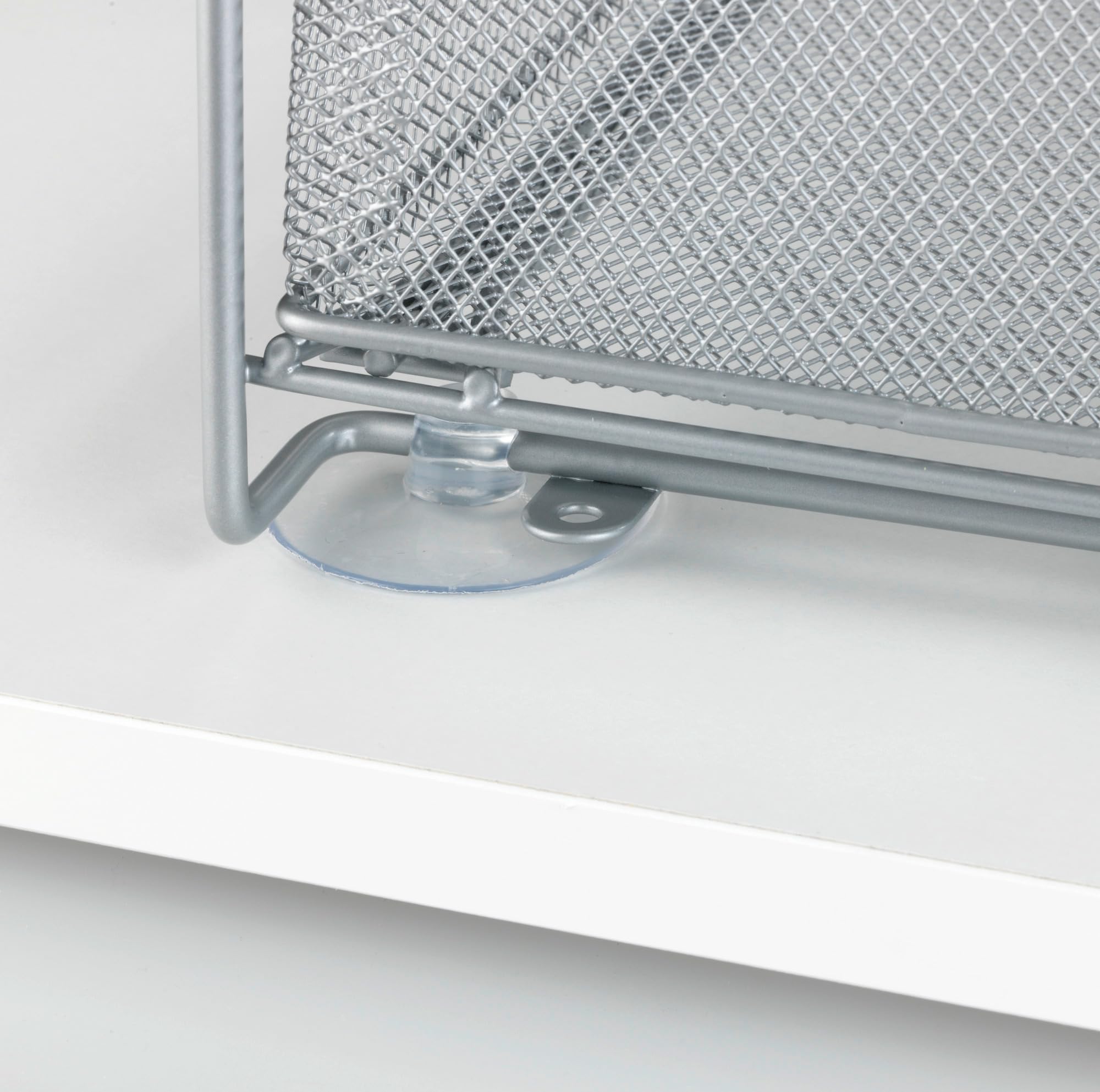 WENKO Schubladenregal Mod. Gioma, hochwertiger Organizer mit 2 Etagen und Korb-auszug für Küchenschrank oder Arbeitsplatte, Küchenregal aus pulverbeschichtetem Metall, 35 x 33,5 x 18,5 cm, Silber-Matt