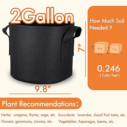Vista 18 de Gardzen - 20 bolsas de cultivo con asas de 1 a 10 galones de tela 20-pack