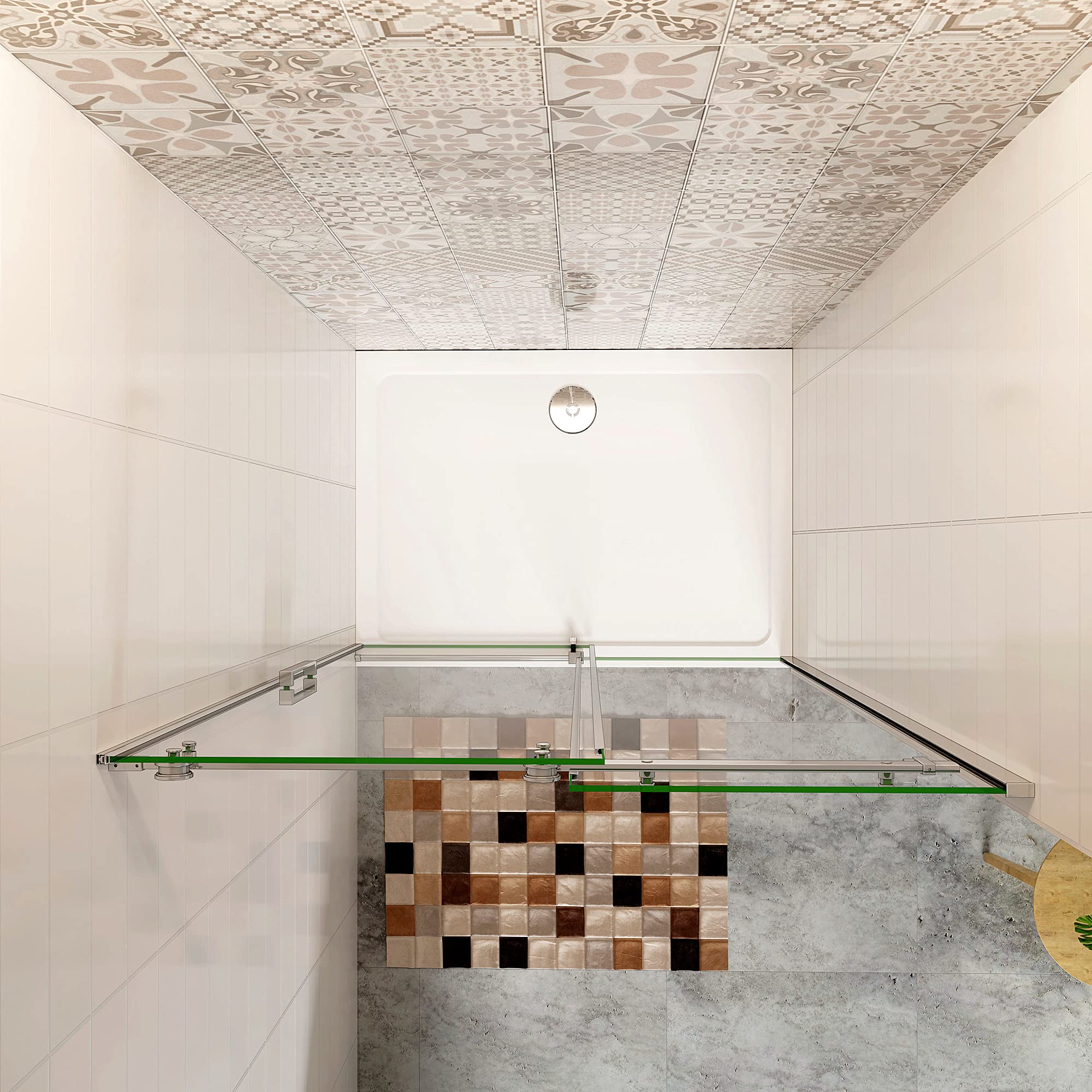 Aica Sanitär Duschabtrennung 100x195cm Duschtür Duschwand Dusche Schiebetür 8mm NANO GLAS