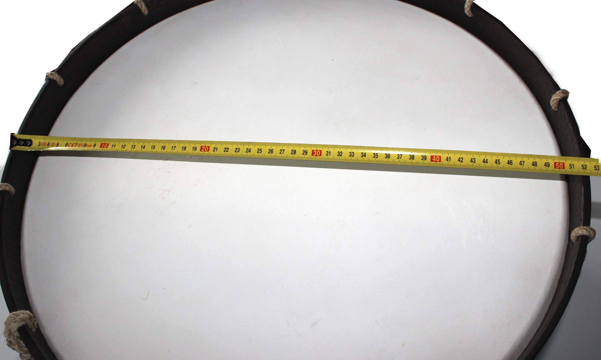 Grancassa galiziana da 50 centimetri in pelle di capra e legno, mazzo battipenna incluso.