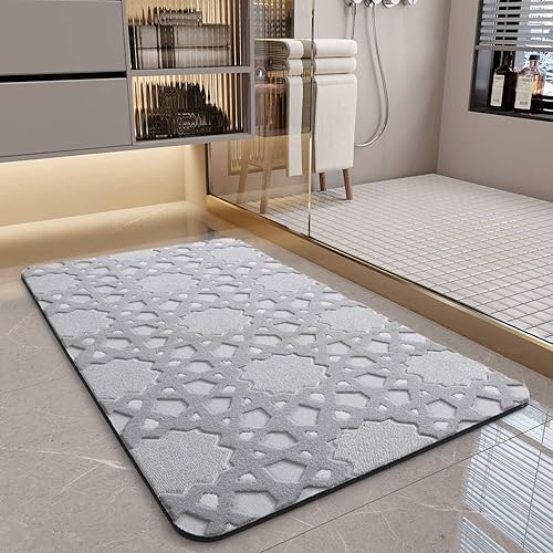 tchdio Tapete de baño, tapete de baño, tapete de baño, absorbente en relieve 3D, lavable a máquina, cómodo respaldo de goma, antideslizante, tapete
