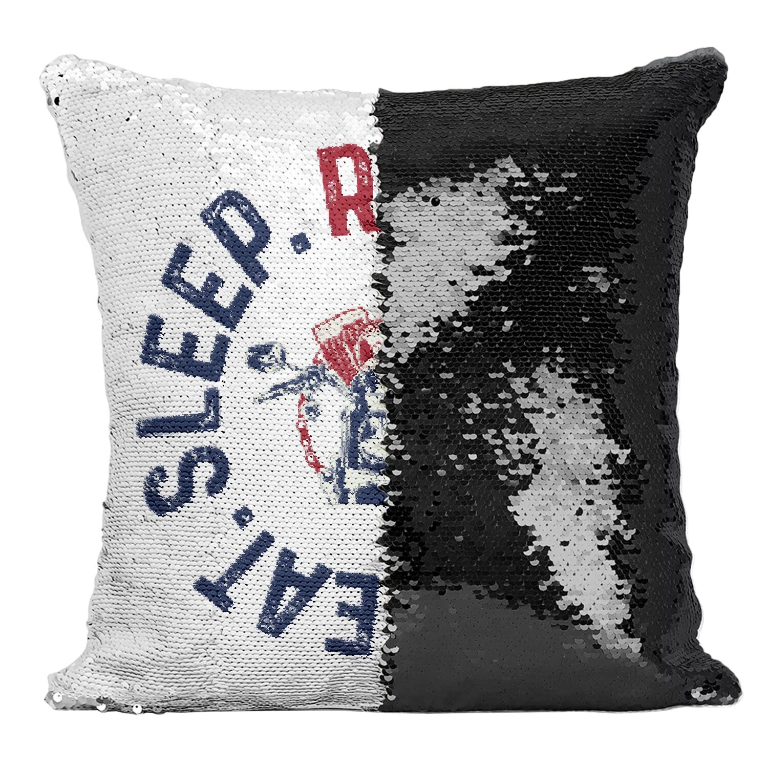 Coussin paillettes noir moto pour décoration salon cafe racer