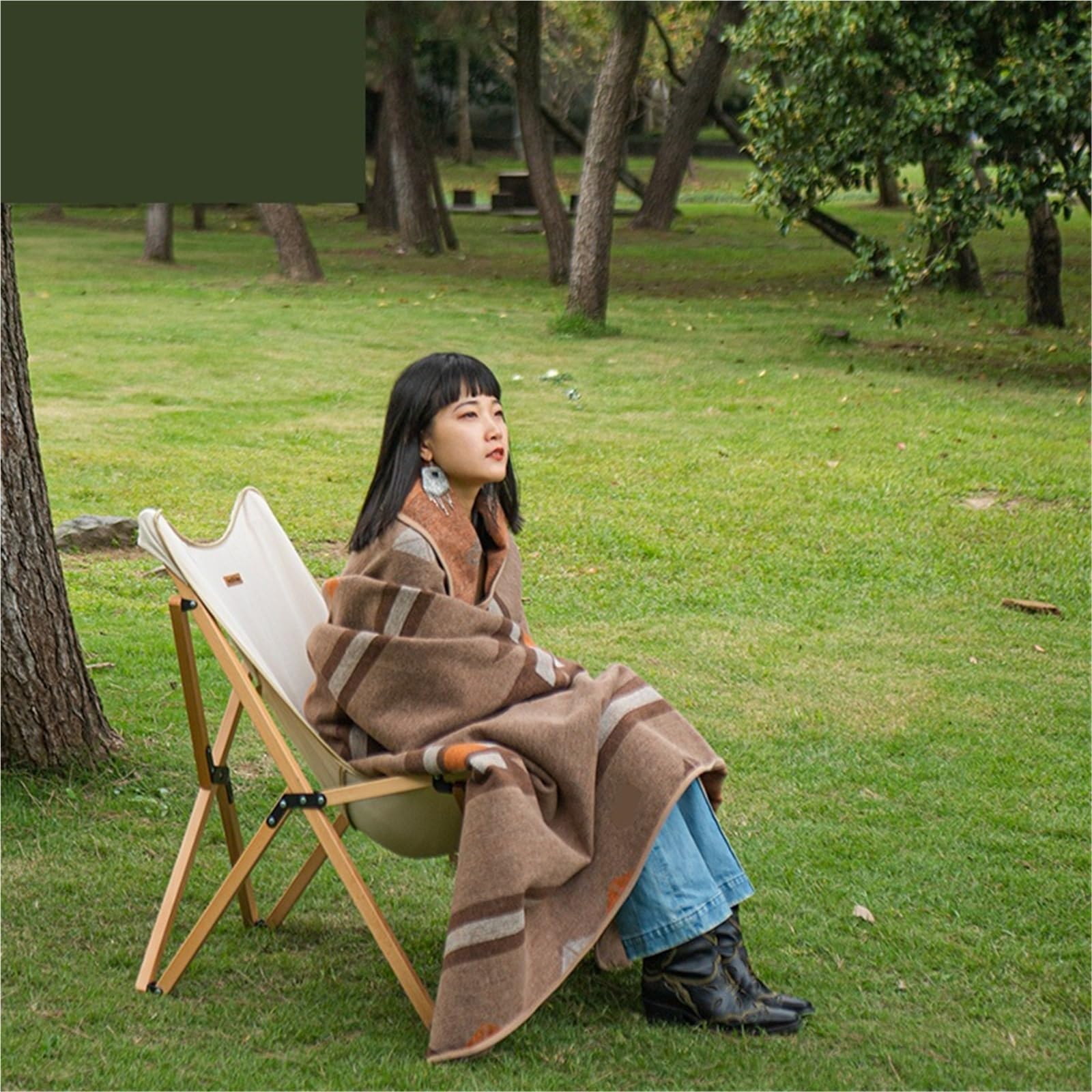 Coperta for Tappetino da Campeggio, Portatile, Multifunzione, Addensato, Caldo Tappeto, Ampio e Morbido Tappetino da Picnic for Esterni per Campeggio(Khaki)
