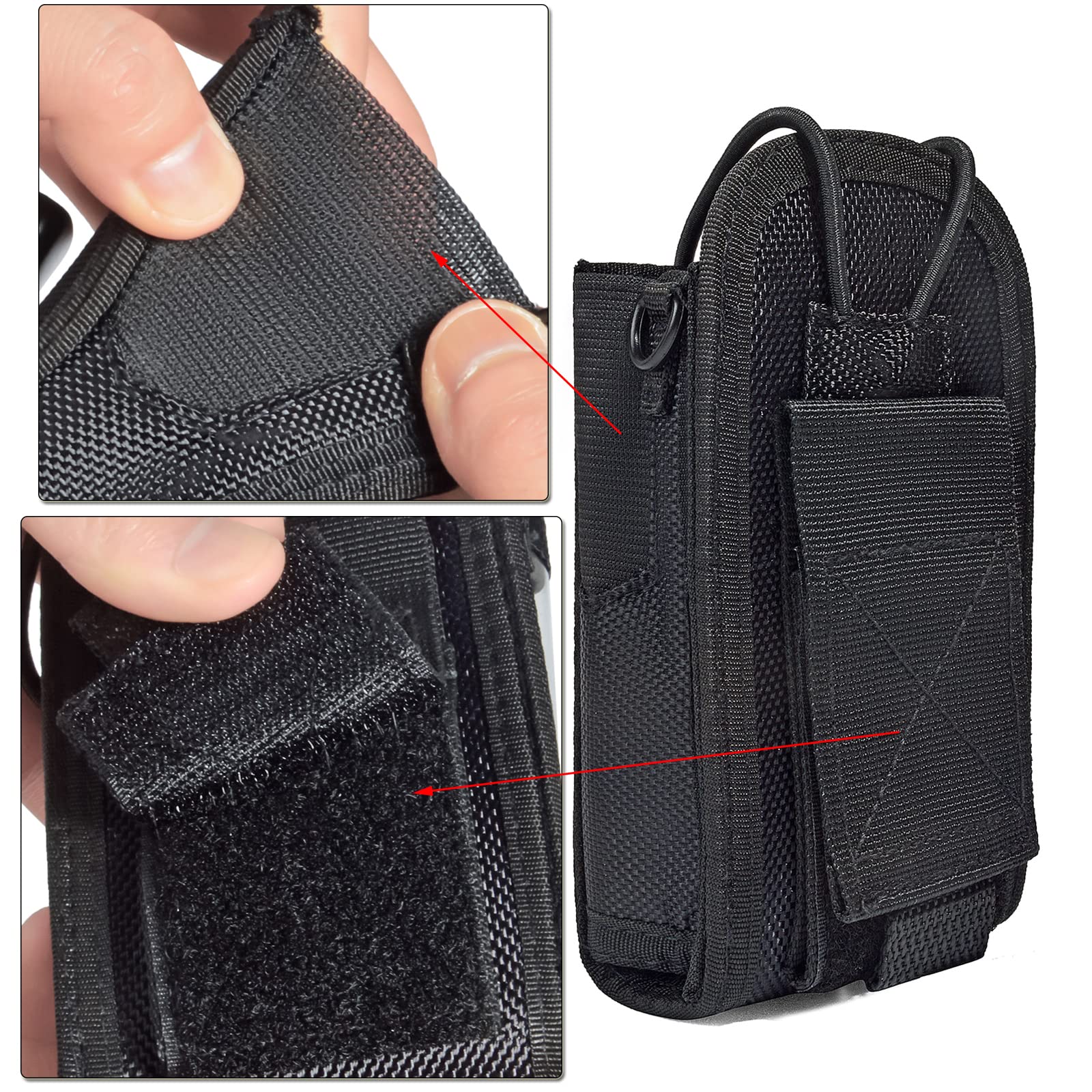 HYS Etui en Nylon Walkie Talkie Pouch Compatible avec Motorola GP328 PRO5150 GP320 GP340 MTX960 Président Randy 3(III) Sepura Mindland Radio Portable, avec Boucle de Ceinture et dragonne