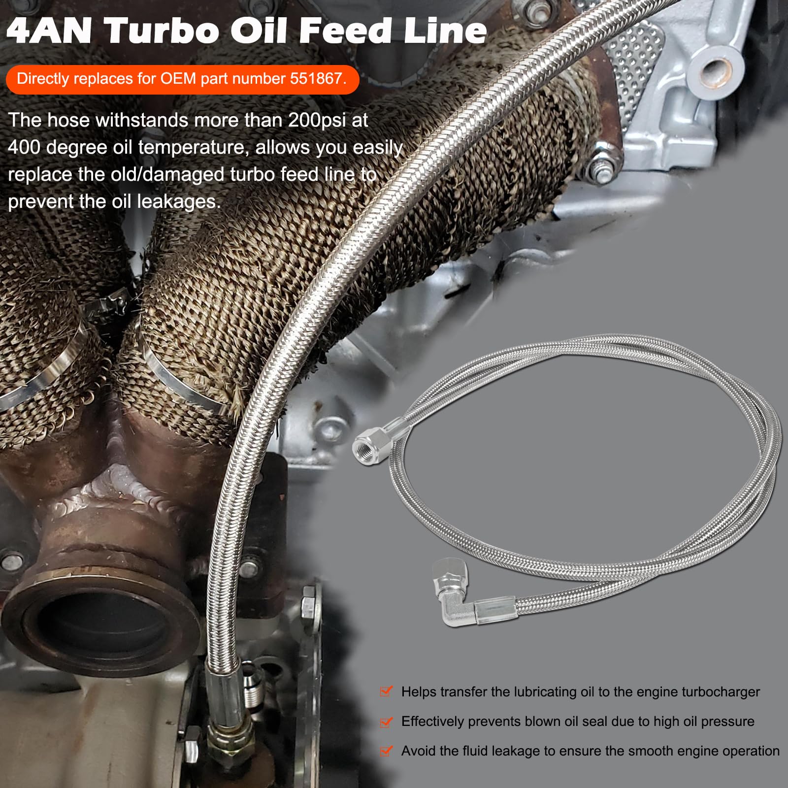 Unidad De Envío De Presión De Aceite Con Manguera Trenzada Acero Inoxidable Para MGB - Premium
