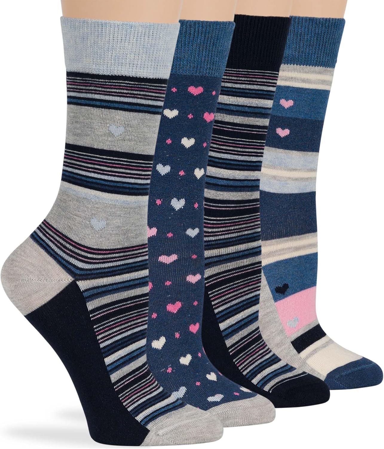 7BigStars Women Crew Socks - Fun Cotton Socks for Women, Colorful and Cute Designs, 4 Pairs Breathable Casual Dress Socks - Image 8