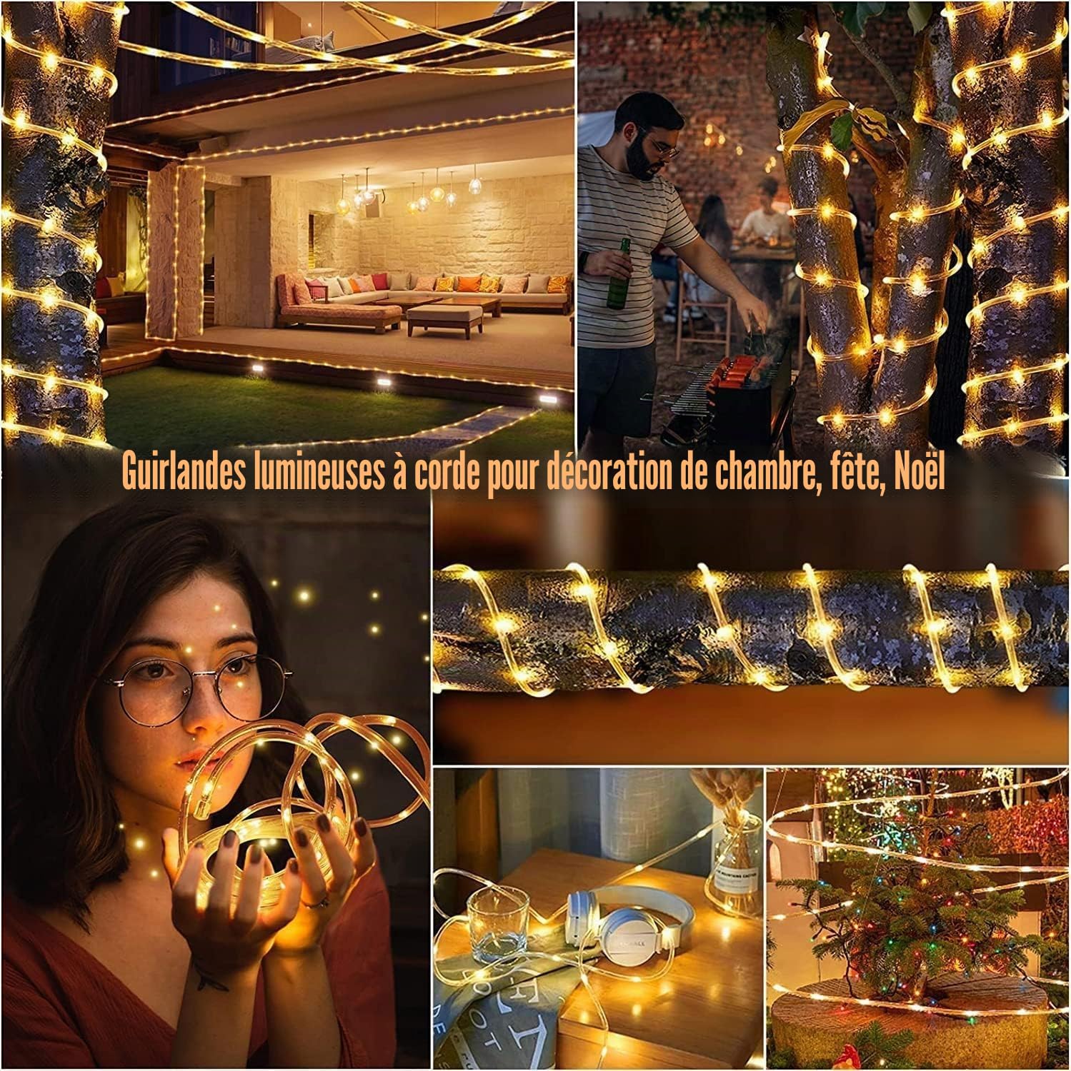 LED Tube Lumineux, 20M 200 LED Guirlande Lumineuse Tube avec Minuterie 8 Modes et Luminosité Intensité Variable Tuyau de Intérieures et Extérieures, Décoration Fête,Mariage,Noël