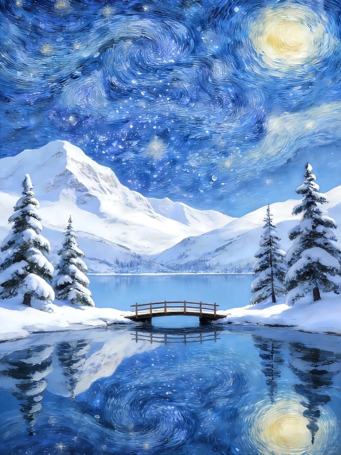 Rqwybcaxn Seed Bead Embroidery Kits Snow-Capped Mountains and Lakes 40x50cm