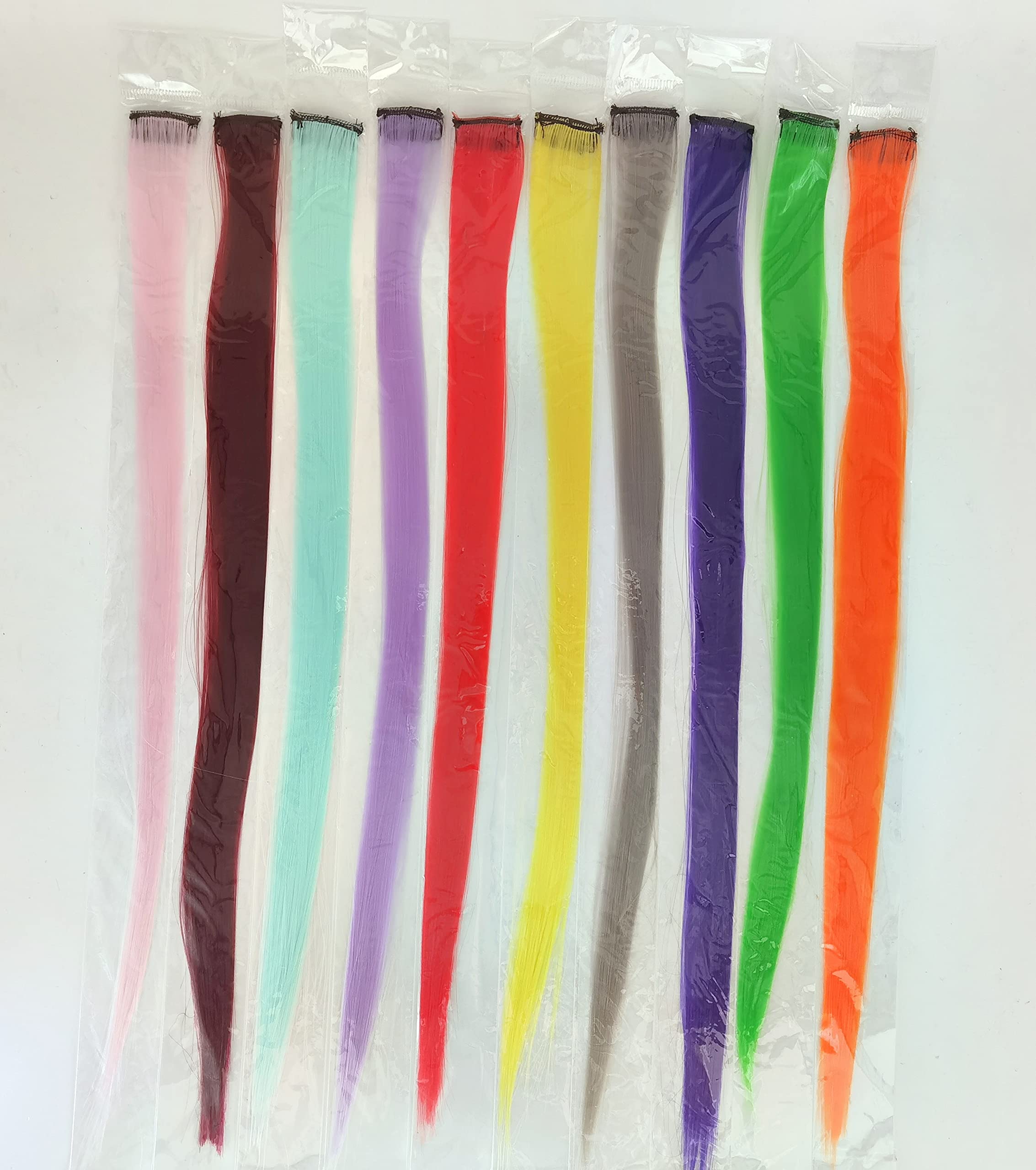 Multi-colored Hair Pieces Extensions For Women A Lived-in Look Highlight Straight Clip in Synthetic Hair Extensions For Party