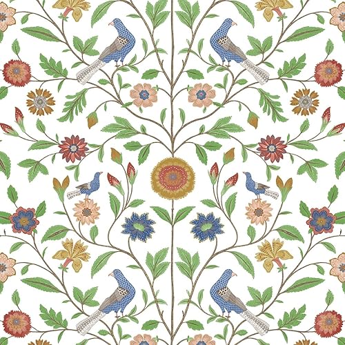 NextWall Bird Toile - Papel tapiz autoadhesivo blanco