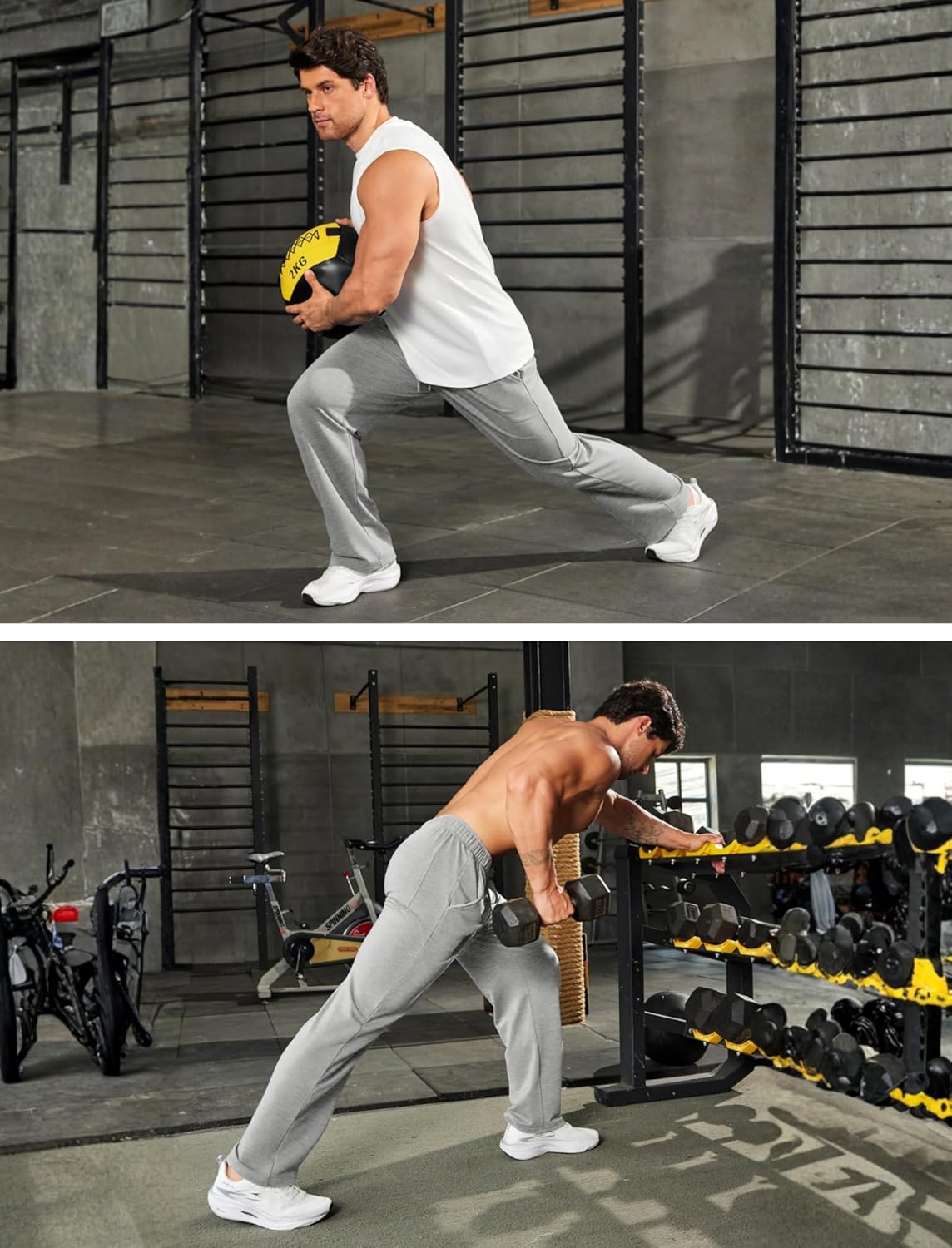 PINSPARK Men's Lightweight Sweatpants Cotton Yoga Pants Baggy Sweat Pants Open Bottom Lounge Jogger Sweatpants with Pockets - Image 6