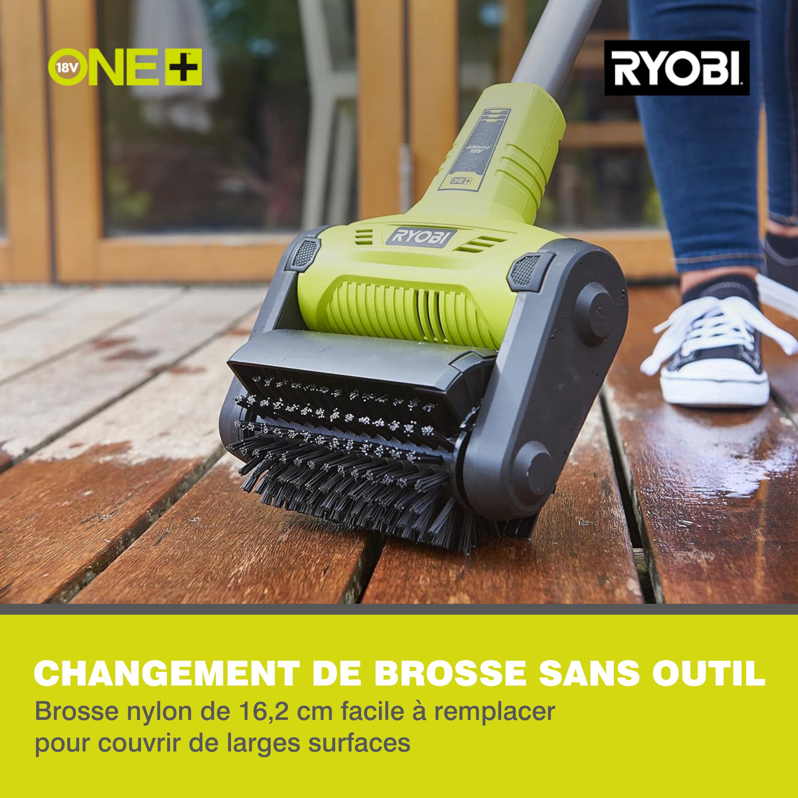 Brosse En Nylon Pour Nettoyeur De Sol Ryobi – Compatible RY18PCB0/RY18PCB140, Idéale Pour Terrasses Et Surfaces Bois