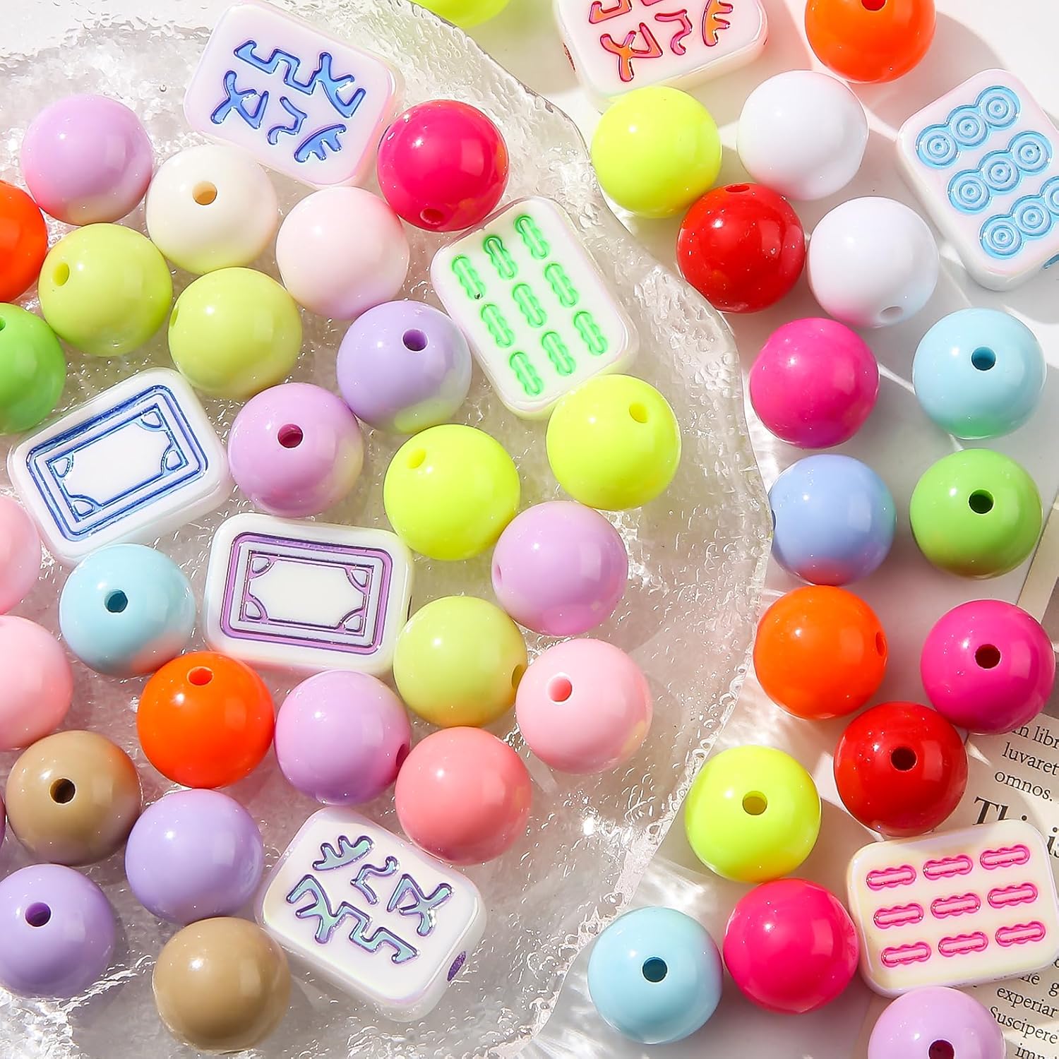 16mm Acrylic Color Beads Chunk Bubblegum Beads Beads for Pens,Mahjong Beads,Jumbo Plastic Beads for Necklace Jewelry Bracelets DIY Crafts Making (Color) - Image 4
