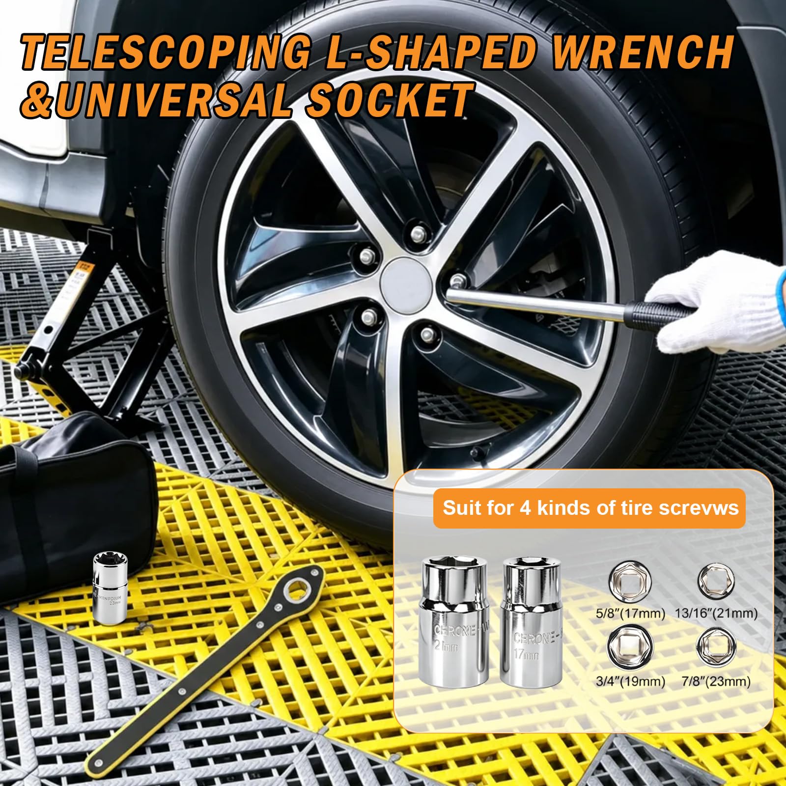 Wagenheber 2.5T/2500kg, Universelle Scherenwagenheber für Auto mit Gummiauflage,Tragbarer Wagenheber mit Radmutternschlüssel, Auto-Notfallset für SUV MPV, Ideal für Wartung Reparatur