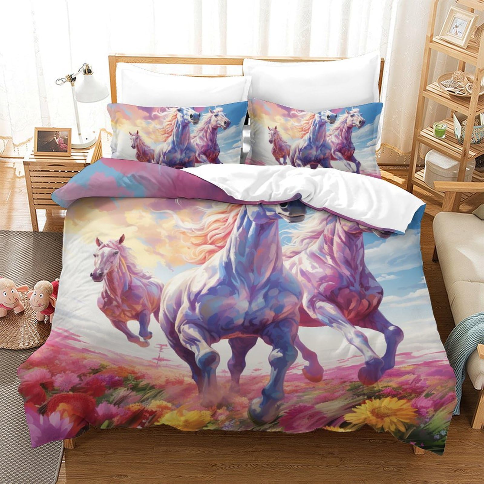 Housse de couette cheval 3D pour transformer la chambre des enfants et ados