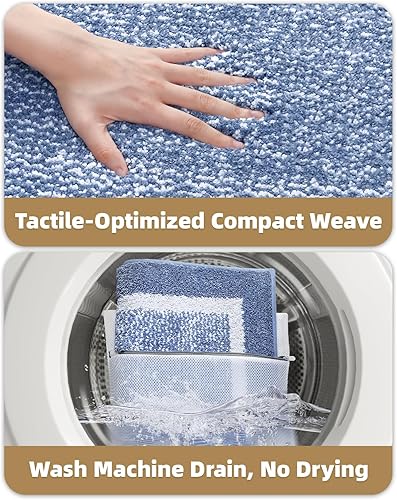 Miniatura 6 de Color&Geometry Alfombrillas de baño antideslizantes simples y elegantes para baño, 24 x 36 pulgadas, grandes, color azul claro, absorbentes, suaves,