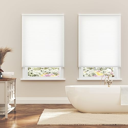 Miniatura 9 de Persianas celulares de filtrado de luz inalámbricas para ventanas, 36 pulgadas de ancho x 64 pulgadas de largo, color blanco, más de 500 tamaños