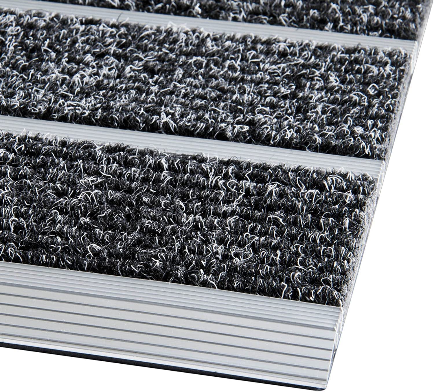 Floordirekt Aluminiummatte | Select Mat Ribbed | Textilfaser-Streifen | Schmutzfangmatte für Innen- und Außenbereich | Fußmatte mit Grobfasern (42 x 60 cm)