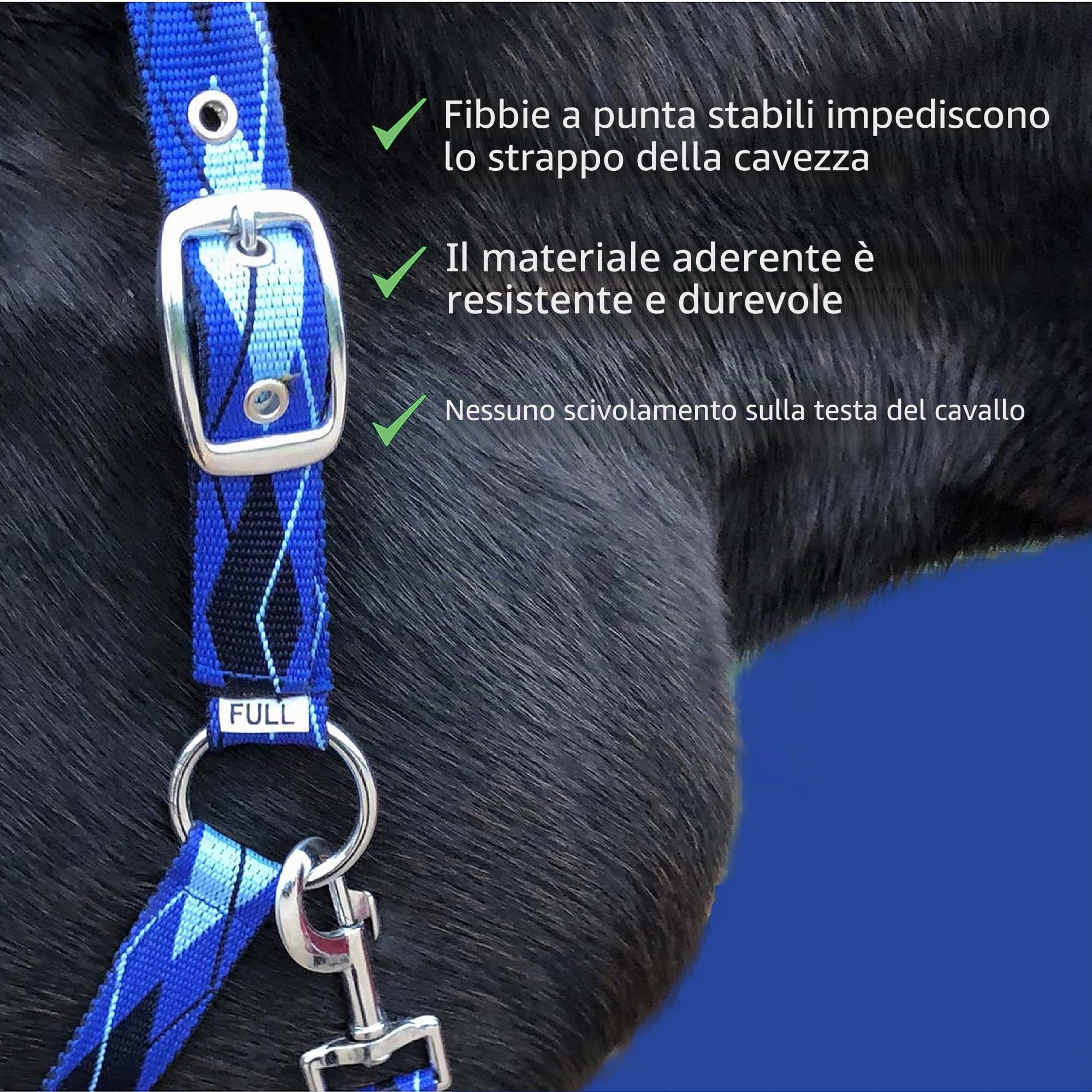 Pferdelinis Cavezza per cavalli in pelliccia cavezza foderata blu nelle taglie xfull cavezza pony, Cob, sangue caldo (blu, pony)