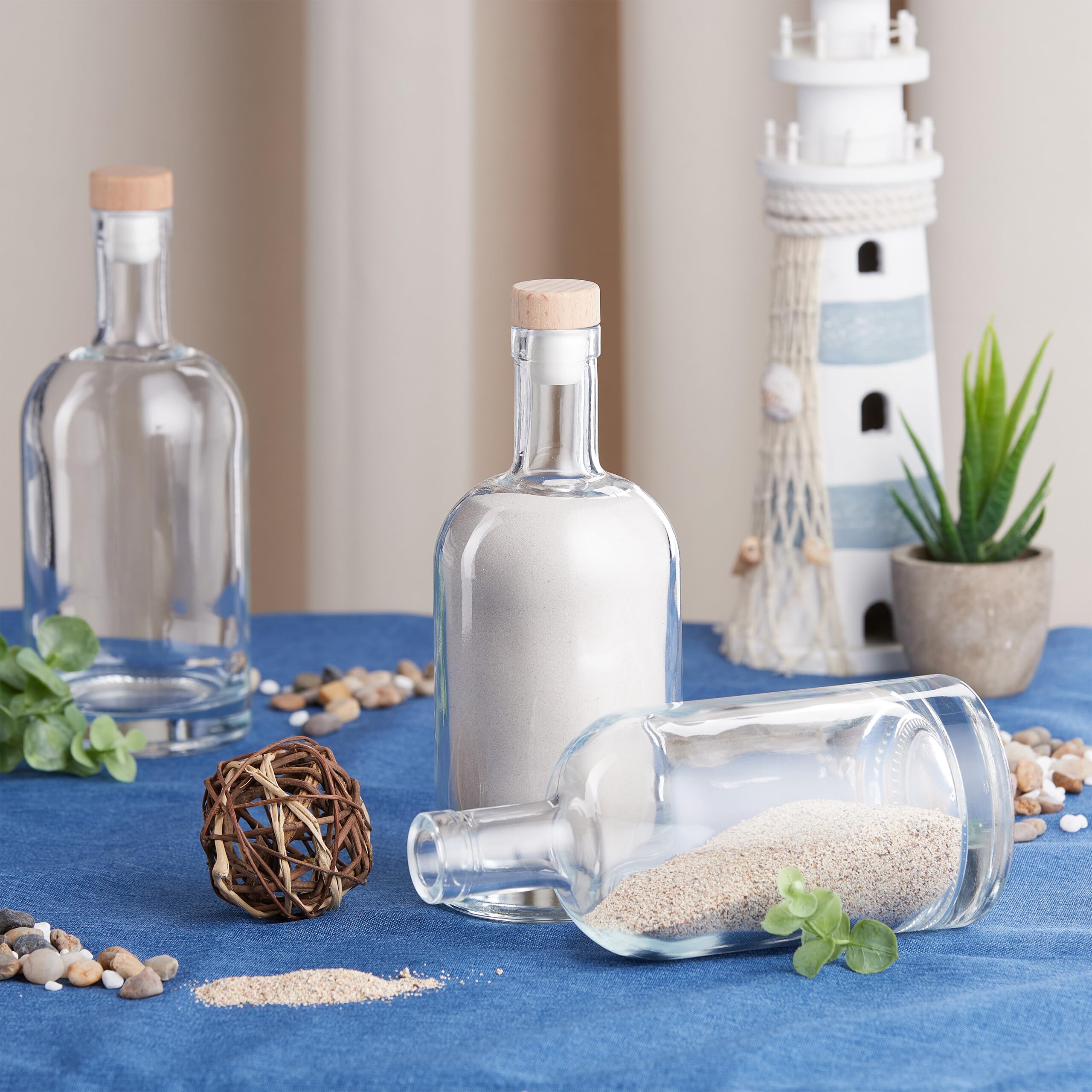 Relaxdays Set Huile et vinaigre, Bouteille en Lot de 12, Volume de Chaque : 500 ML, Bouchon Aspect Bois, Transparent