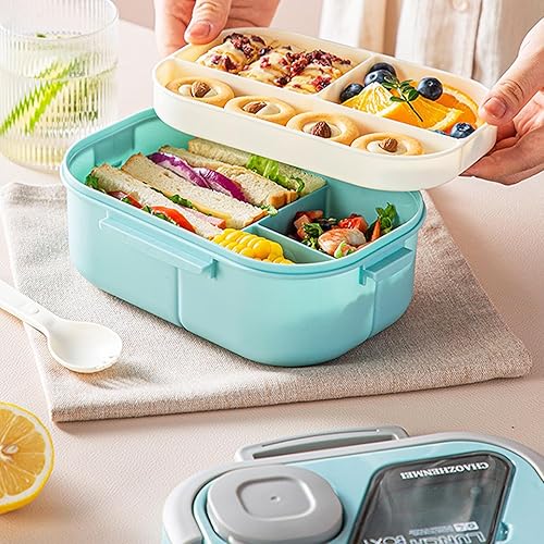 Miniatura 7 de Lonchera Bento, contenedor de ensalada todo en uno grande de 40.5 onzas, bandeja estilo bento, recipiente de salsa de 3 onzas para aderezos, y