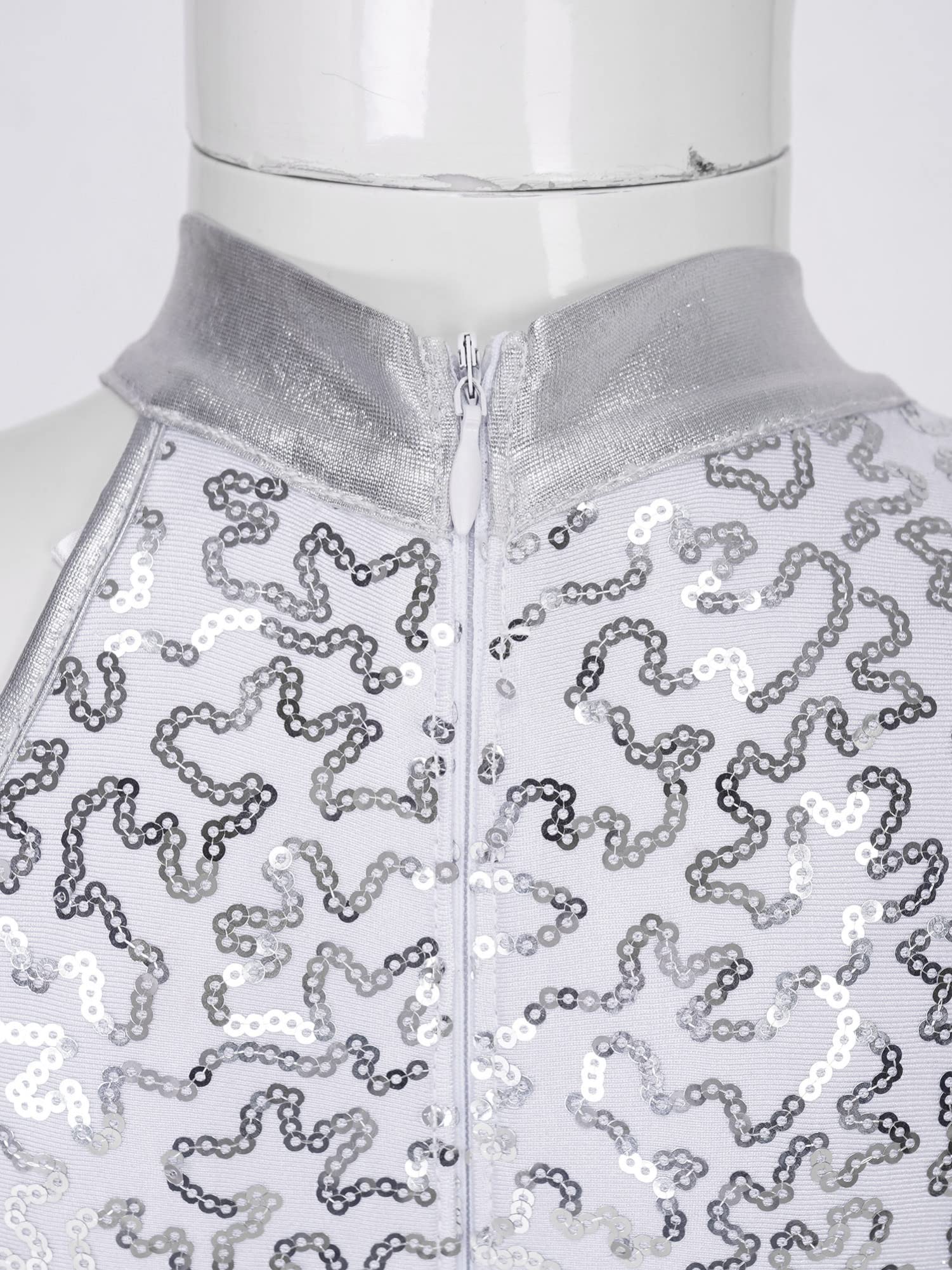iEFiEL Body da Ballo Latino Monospalla con Paillettes Bambina Body Danza Classica Costume di Danza Moderna Bodysuit da Spettacolo