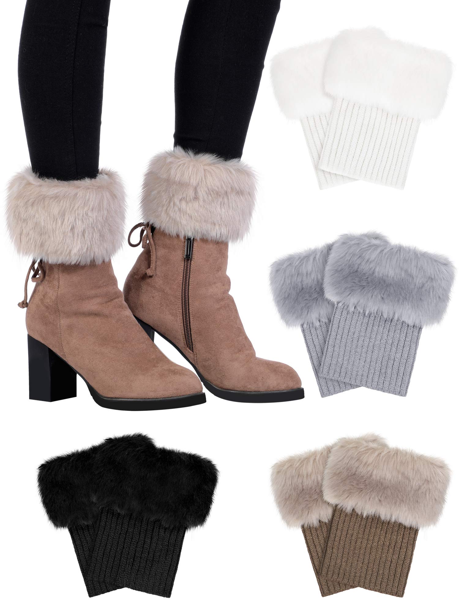 Pangda 4 Pairs Women Faux Fur Leg Warmers