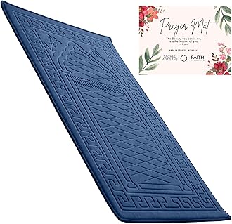 Sacred Artisans Prayer Mat | Padded Muslim Prayer Rug with Thick Foam, Soft Velvet, Gift for Ramadan (Ocean Blue)