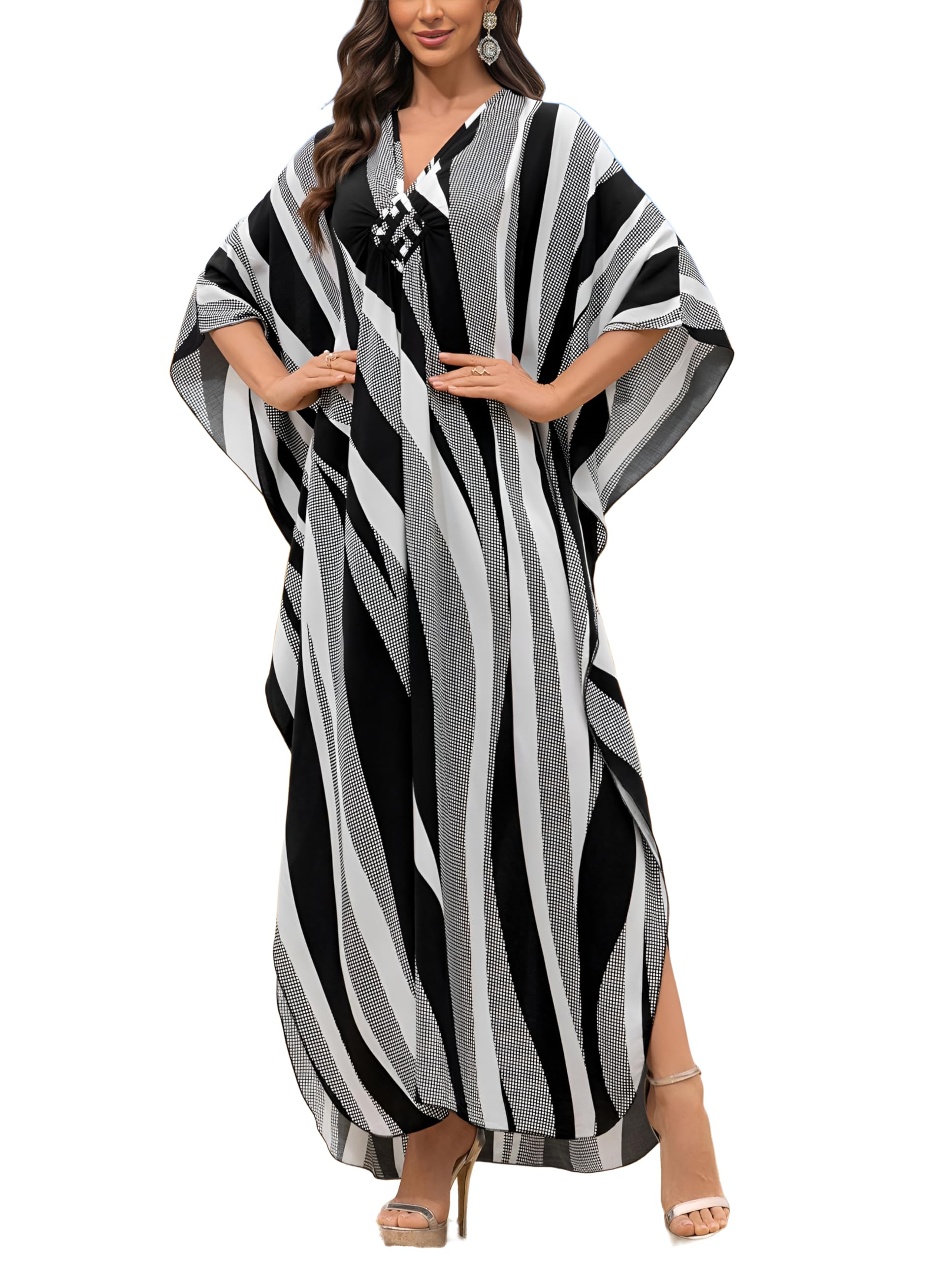 KEYLORTING Plus Size Kaftan Dress Women, African Moo Moo Print Caftan, Batwing Dress, Beach Cover Up for Party and Loungewear
