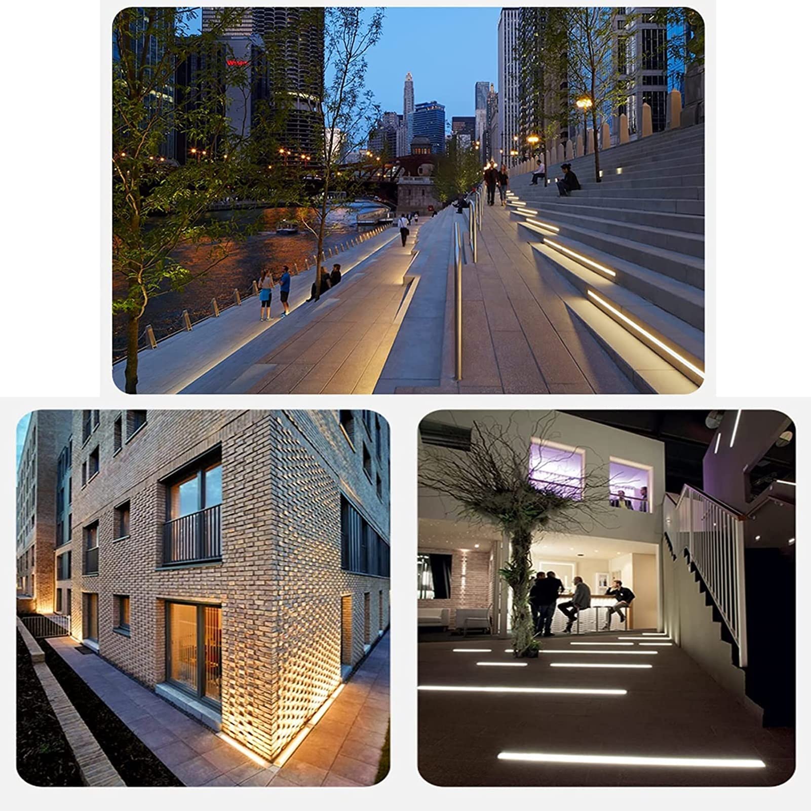 Luces led exterior suelo Rectángulo foco empotrable aire libre IP67 a prueba de agua focos led exterior empotrables suelo para terraza, jardín, pasillo de piscina(Azul,18W)