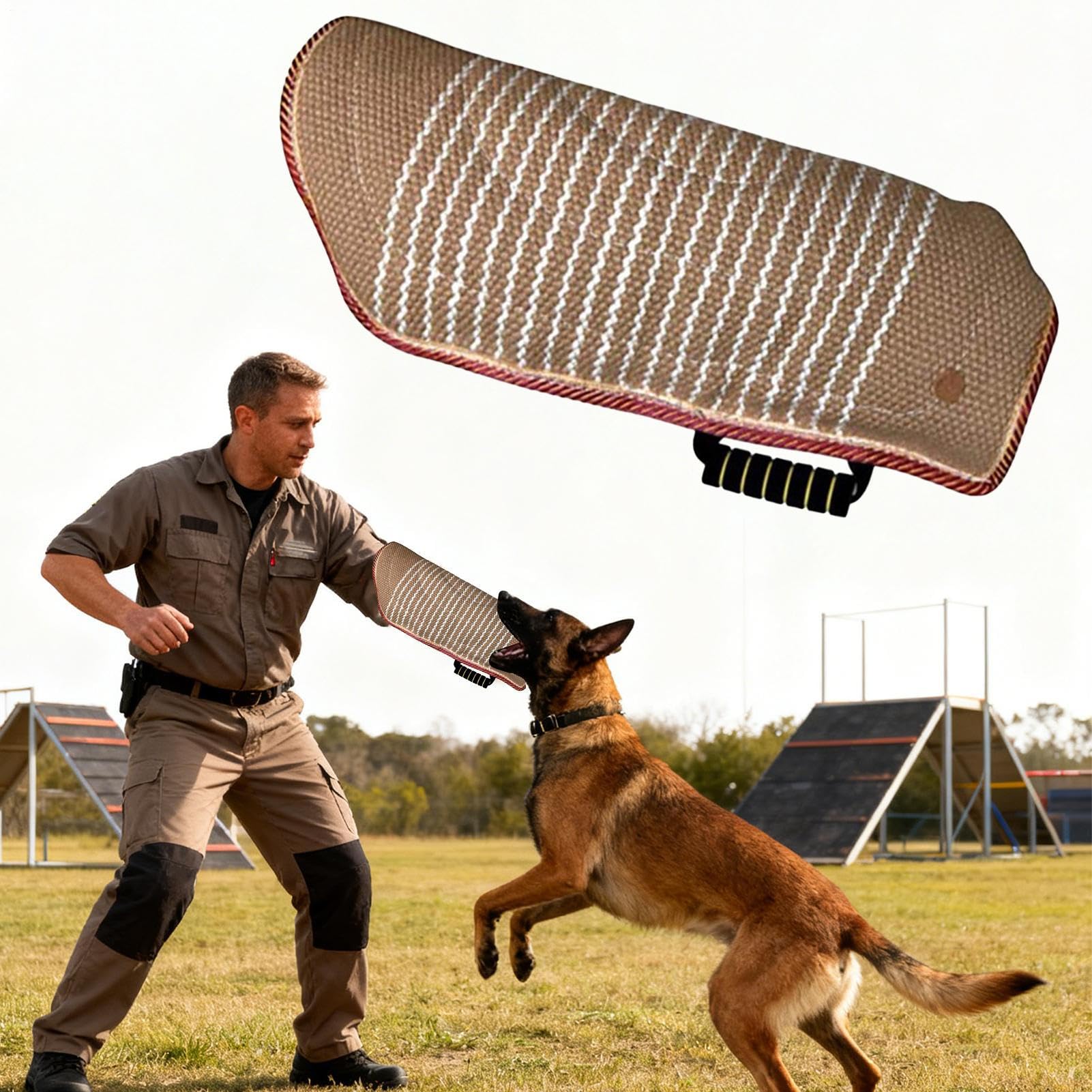 Manga mordida para perro, equipo de entrenamiento para mordeduras de cachorros, juguete de protección de brazos con yute fuerte, organizador de agarre seguro con mango cómodo, suministros para jardín