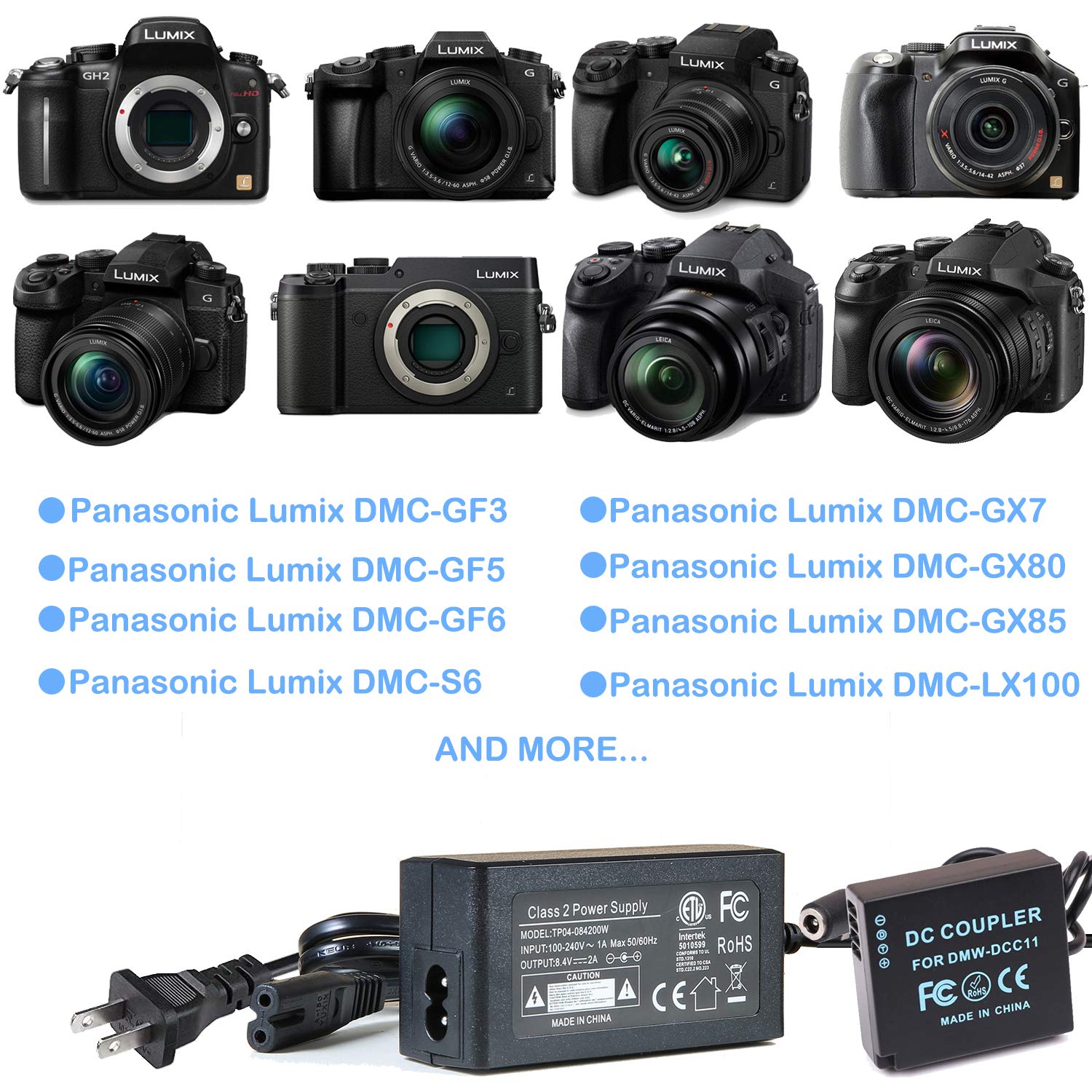 Coupleur DC Pour Chargeur Panasonic Lumix (DMW-AC8) - Compatible GF3, TZ91, Etc.