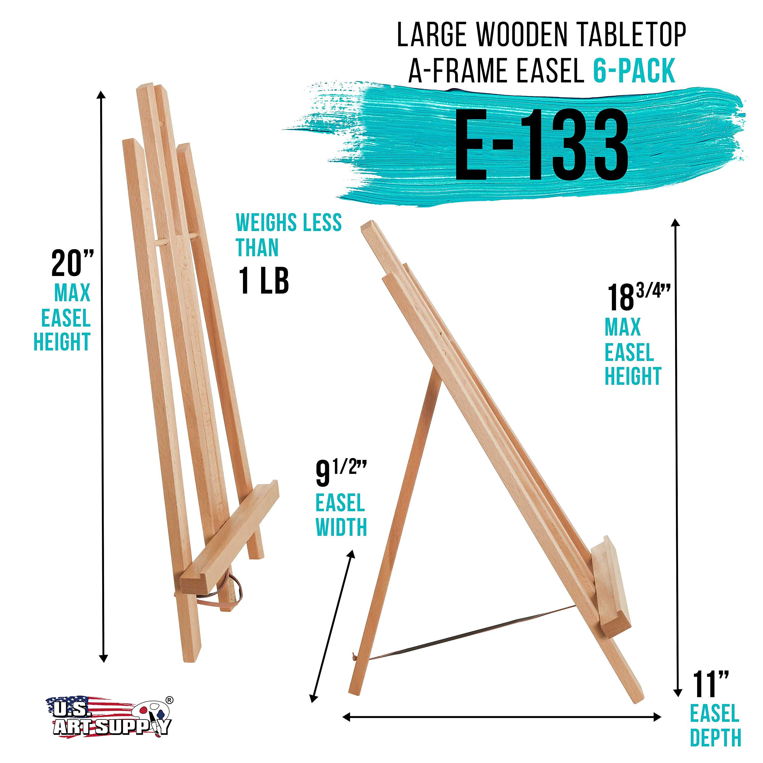 US Art Supply 45,7 cm Grand écran de table A-Frame Chevalet de l'artiste (1-Pack) 18" Large - 6 Easels