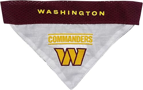 Vista 135 de Bandana reversible de la NFL para perros y gatos. Bufanda, bandana del equipo de malla y bordado superior. Cumpleaños de perros, juegos de fútbol