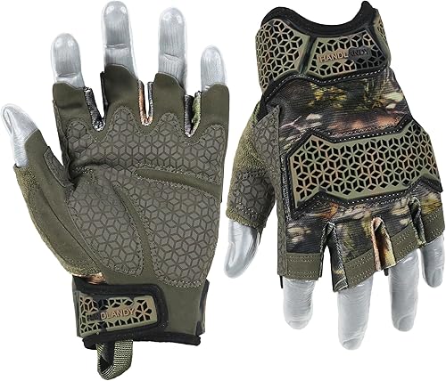 Miniatura 15 de HANDLANDY Guantes de trabajo para carpinteros de Framer con dedos abiertos, guantes sin dedos para juegos tácticos, airsoft, caza, trabajo policial