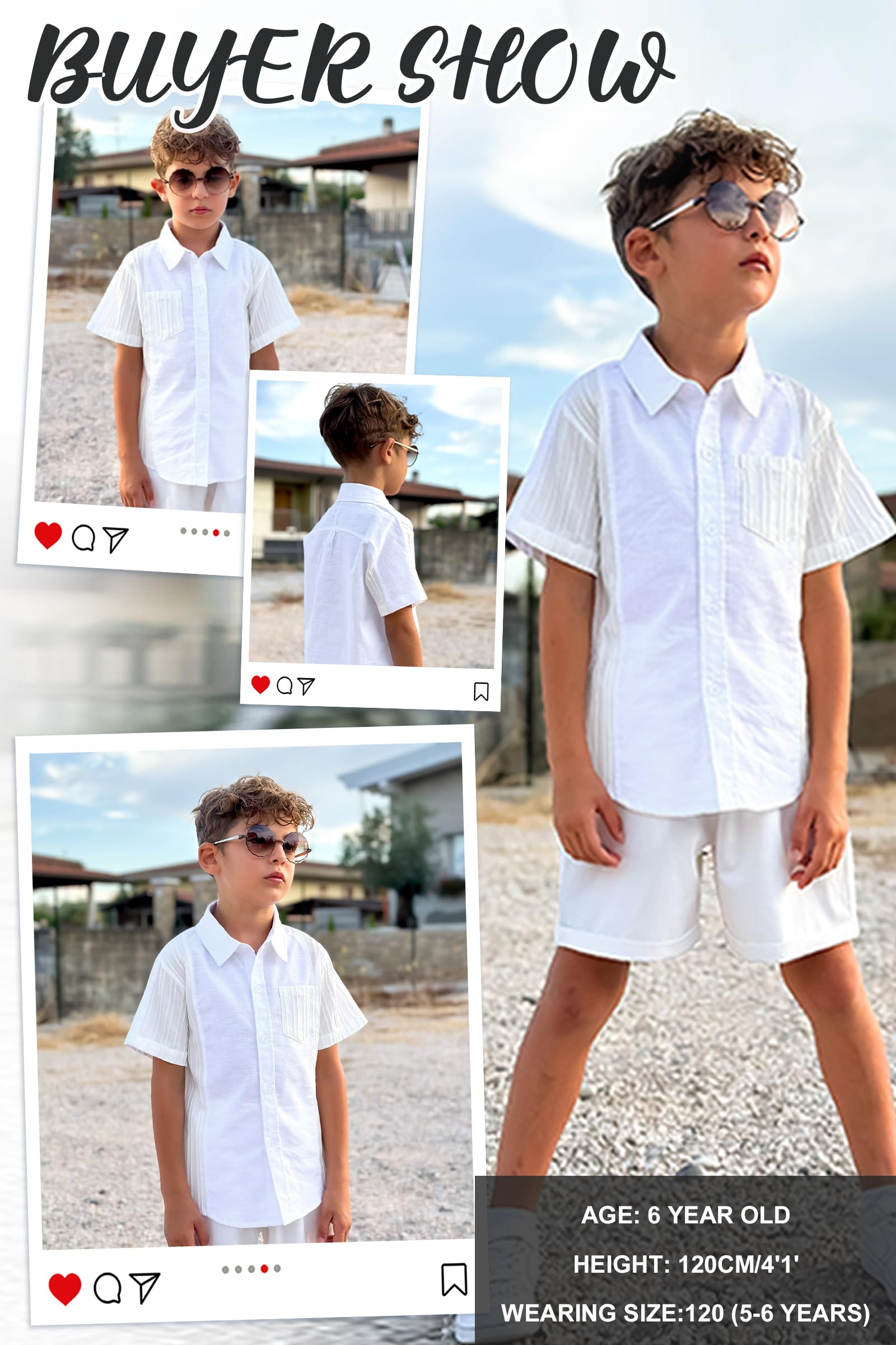 LOLANTA Jungen Kurzarm Hemd aus Baumwolle-Leinen Sommer Casual Button Down Freizeithemd