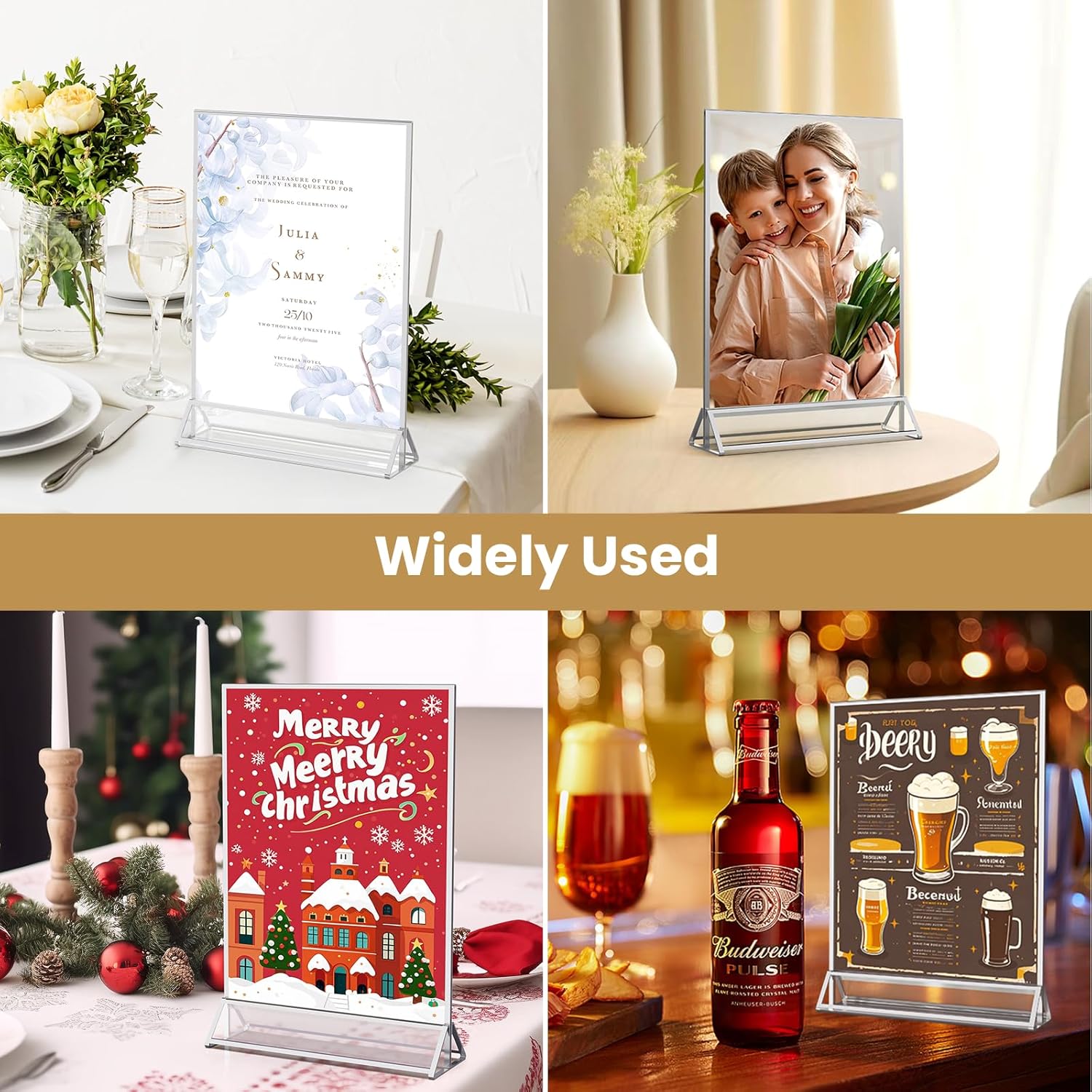 5X7 Sliver Frames Acrylic Sign Holder Double-Sided Silver Picture Frame 5x7 for Menu Holder Wedding Table Number Holder Christmas Photo Frames with Removable Sticky Dots -12 Pack