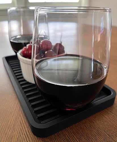 Miniatura 4 de Happitasa - Bandeja organizadora para fregadero de cocina de silicona, soporte de esponja y protector de encimera, estilo de líneas rectas (negro,