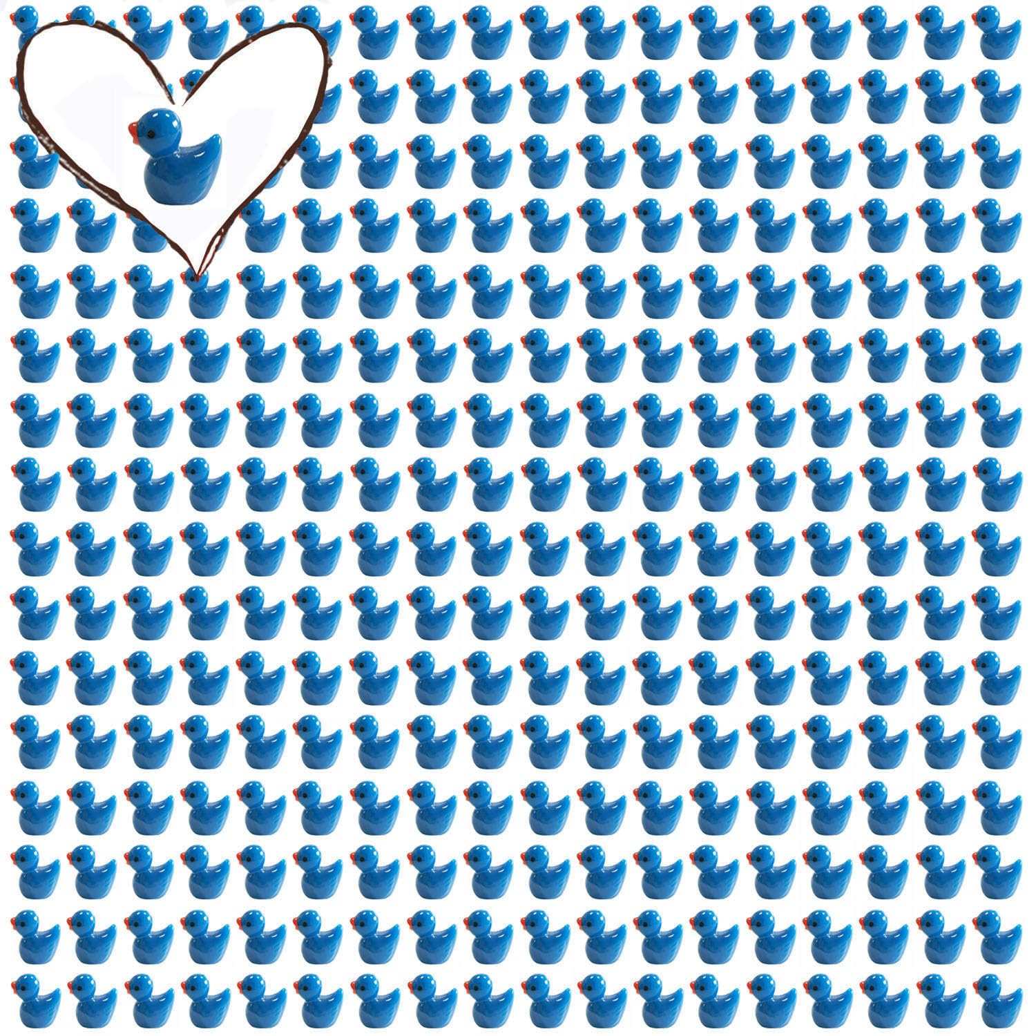 Pcxino 400pcs Mini Resin Duck Bulk Tiny Duck Figures for Micro Fairy Garden Landscape Aquarium Decor (Blue)