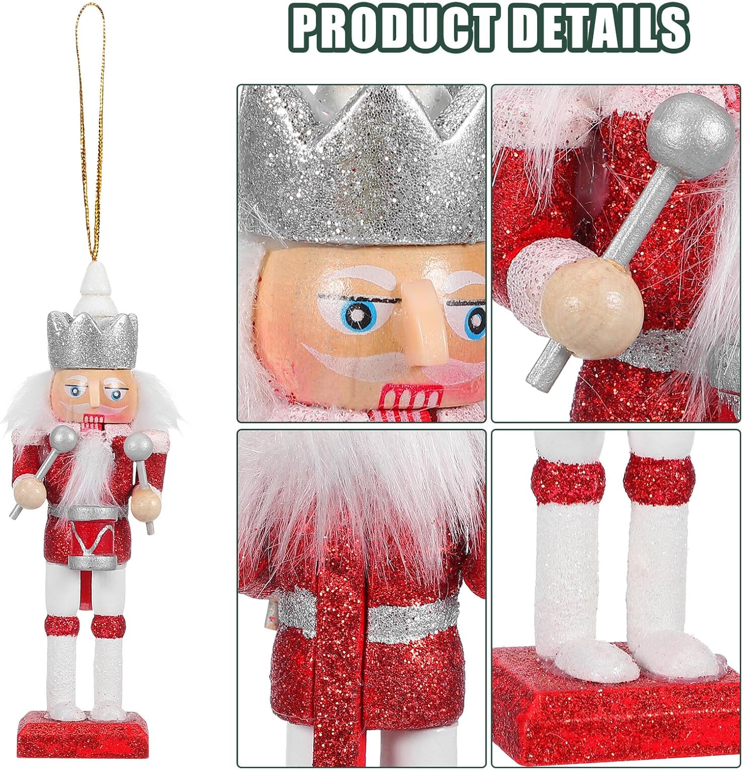 10pcs 13cm Wooden Christmas Nutcracker Figurine Set, Traditional Nutcracker Soldier Decorations for Indoor Holiday Home and Table Display