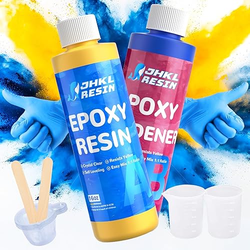 Kit de Resina Epoxi Cristalina Transparente de 32 OZ, Sin Burbujas y Que No Se Amarillea, Resina Epoxi Transparente para Moldeo y Recubrimiento,