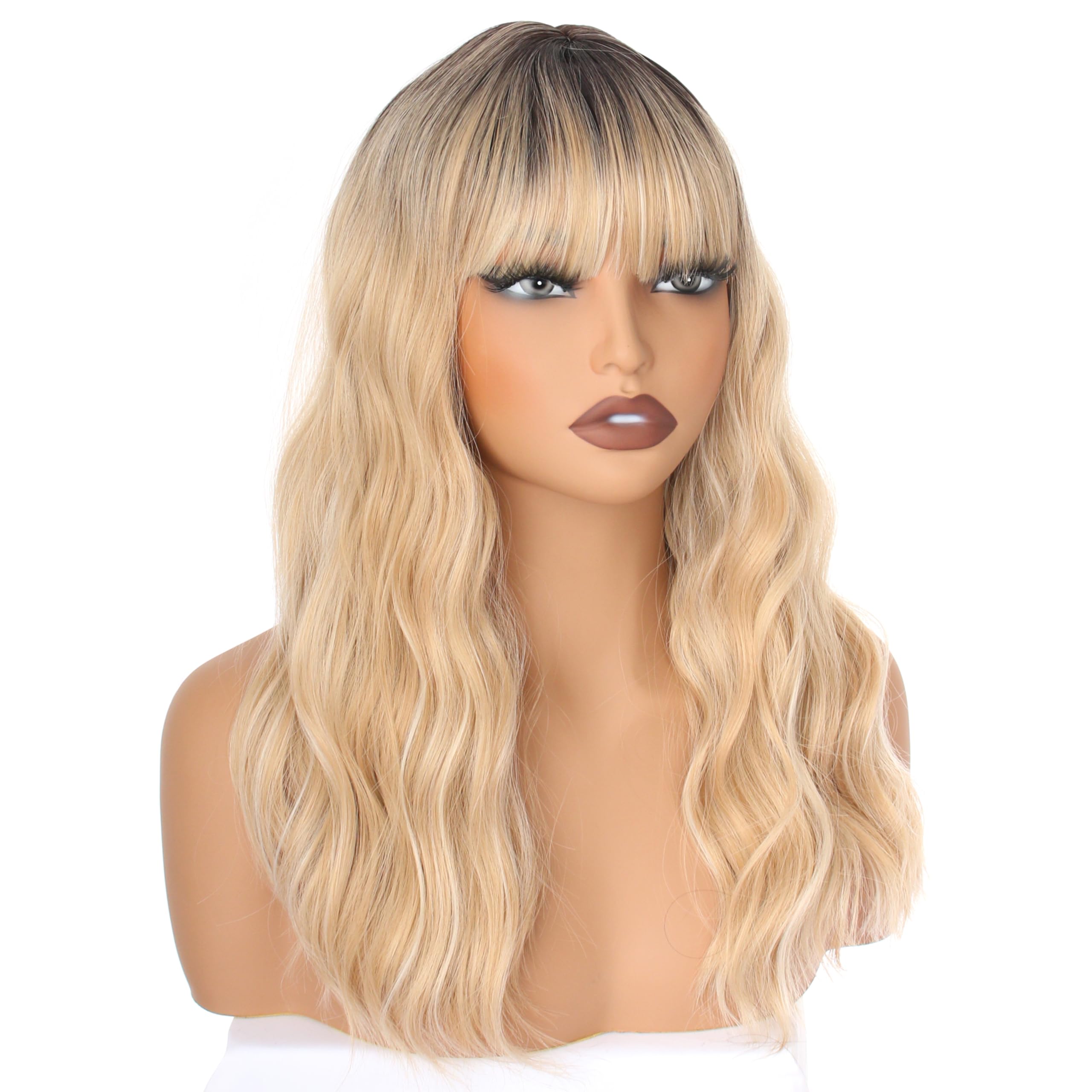 PORSMEER 18 inch Blonde Wig with Bangs - Image 3