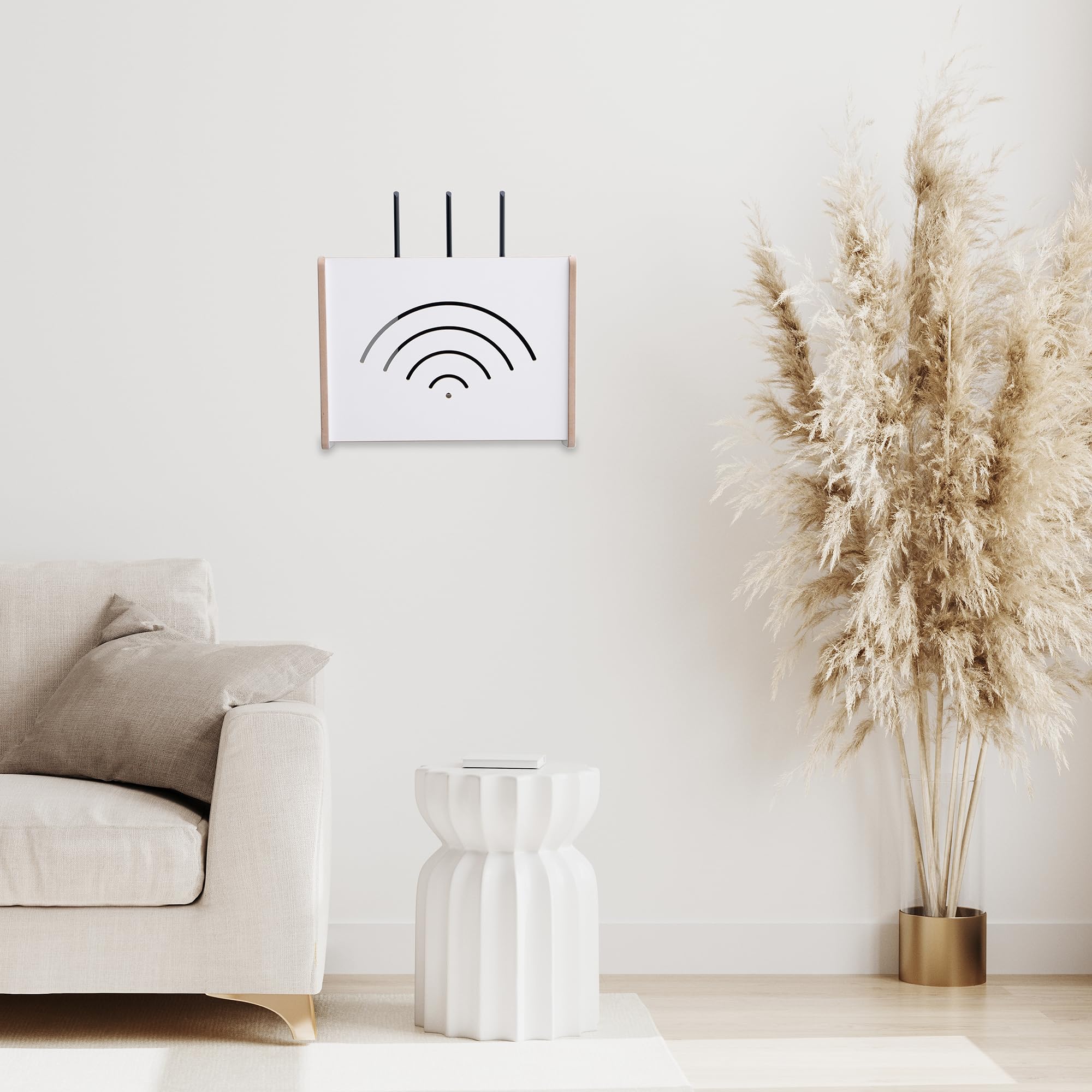 OHANA Router Cabinet - Router Storage Box - WiFi Shelf - Router Hide - Wall Box, All-white, 42x10x33 - Image 4